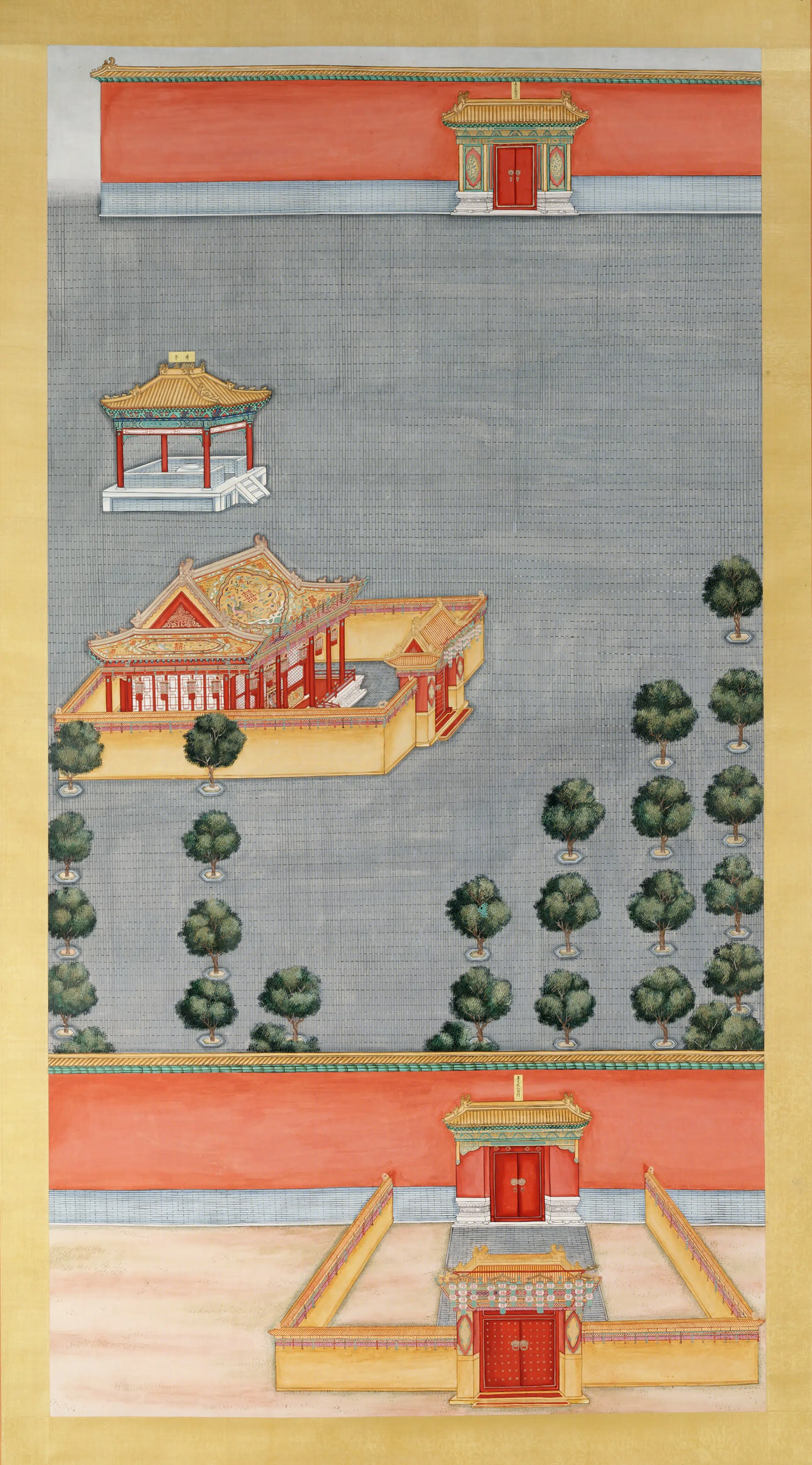 清代【爱新觉罗·载淳（同治）】《清人画同治大婚彩棚图轴》
