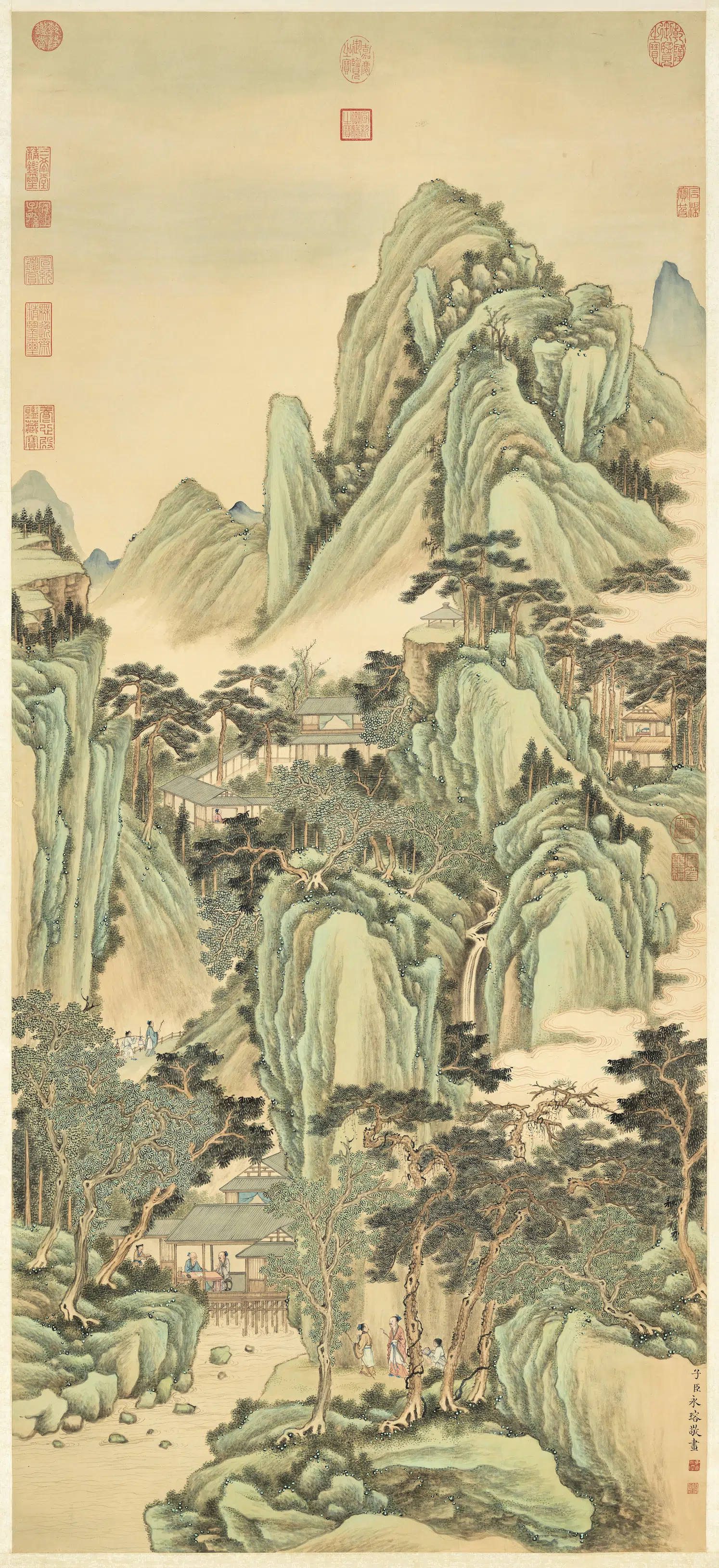 清代【爱新觉罗·永瑢】《画松壑探奇图轴》