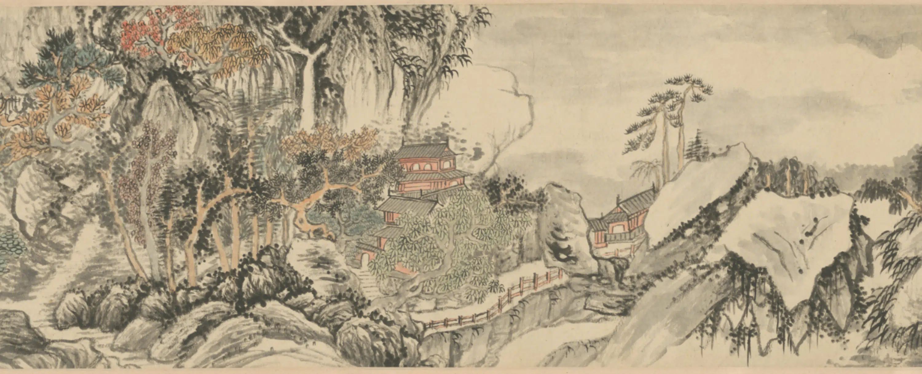 清代【柳堉】《仿王蒙山水卷》 第3张