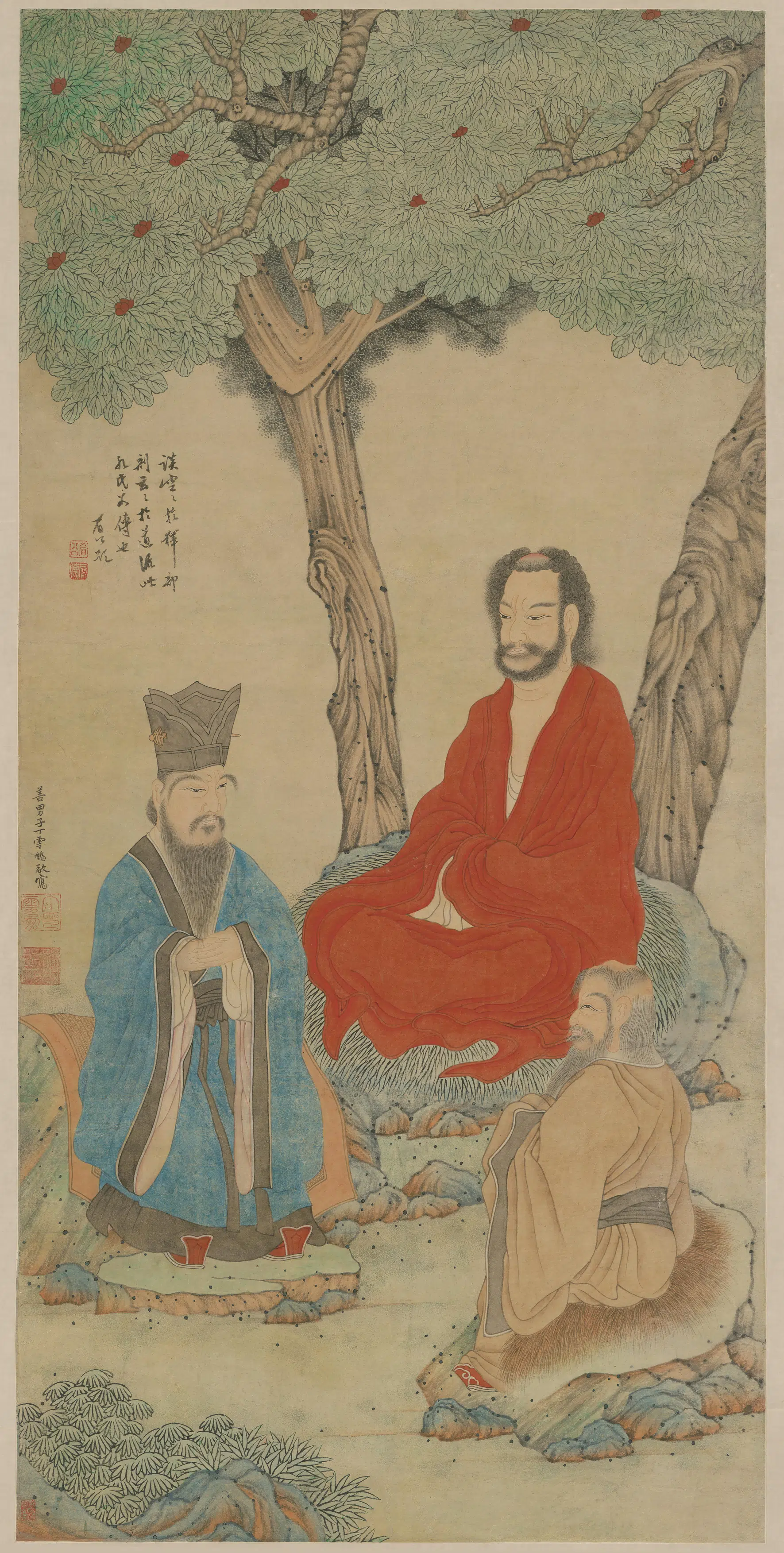 明代【丁云鹏】《三教图轴》