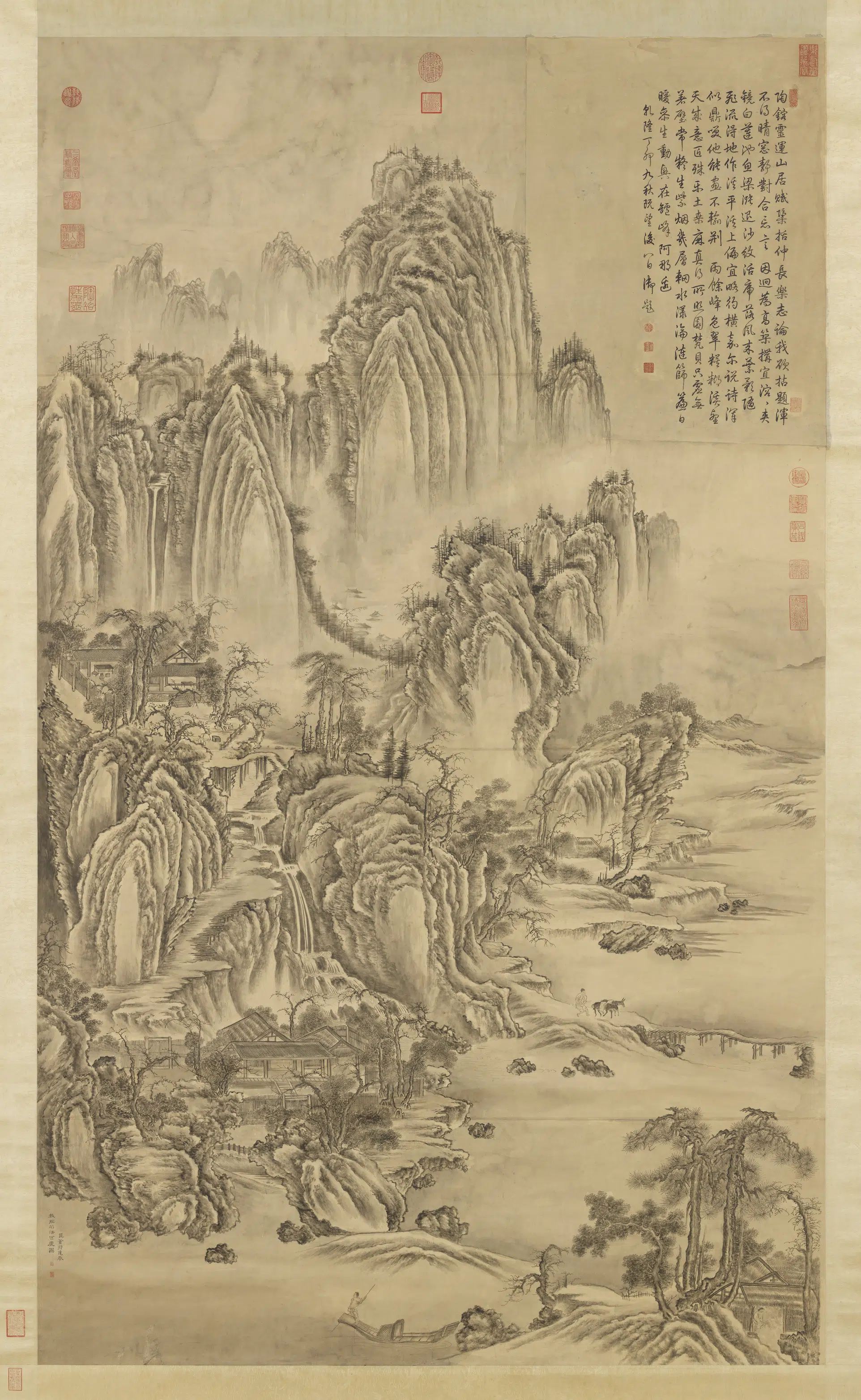 清代【董邦达】《仿荆浩匡庐图轴》