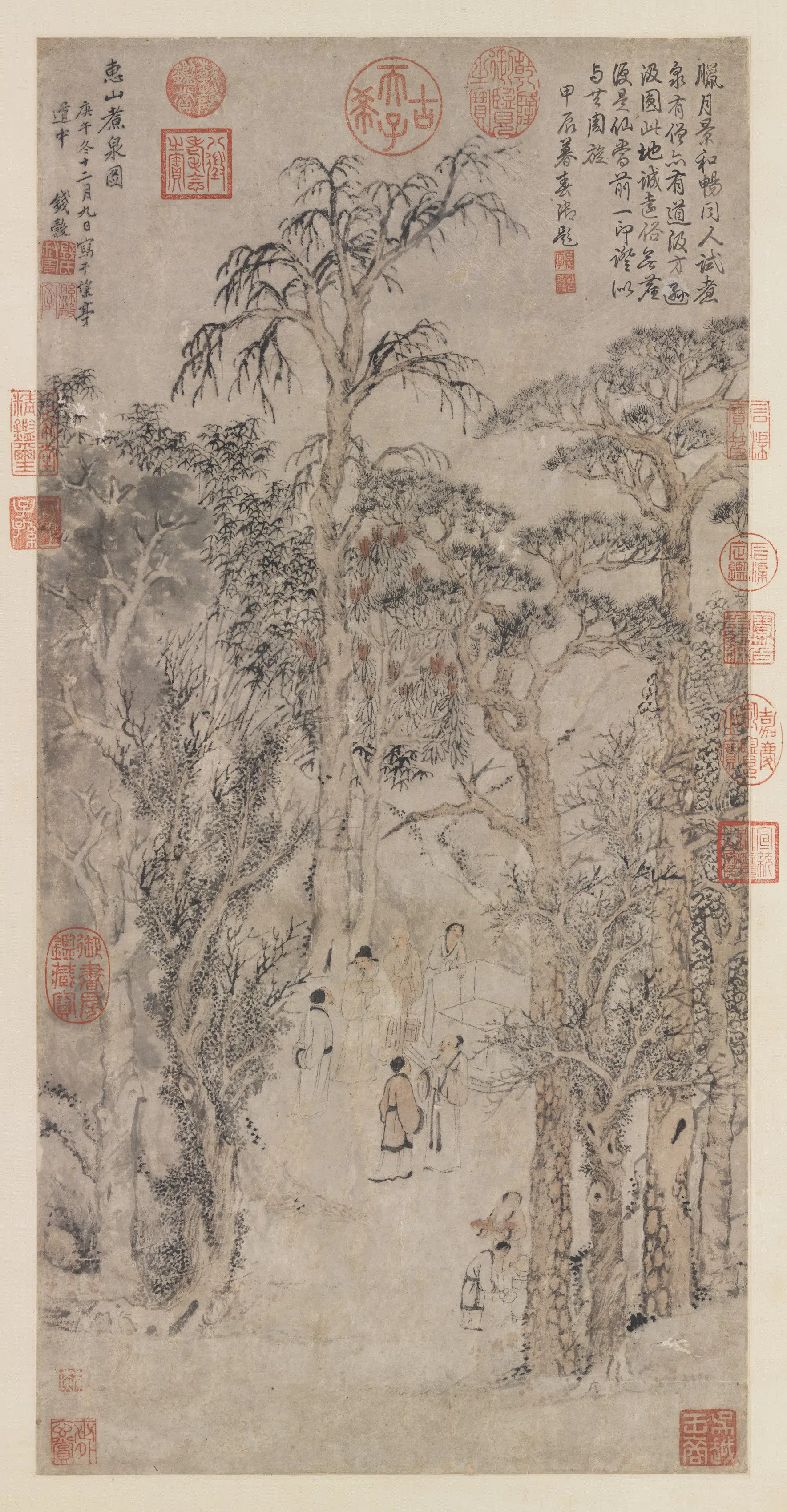 明朝【钱穀（谷）】《惠山煮泉图轴》