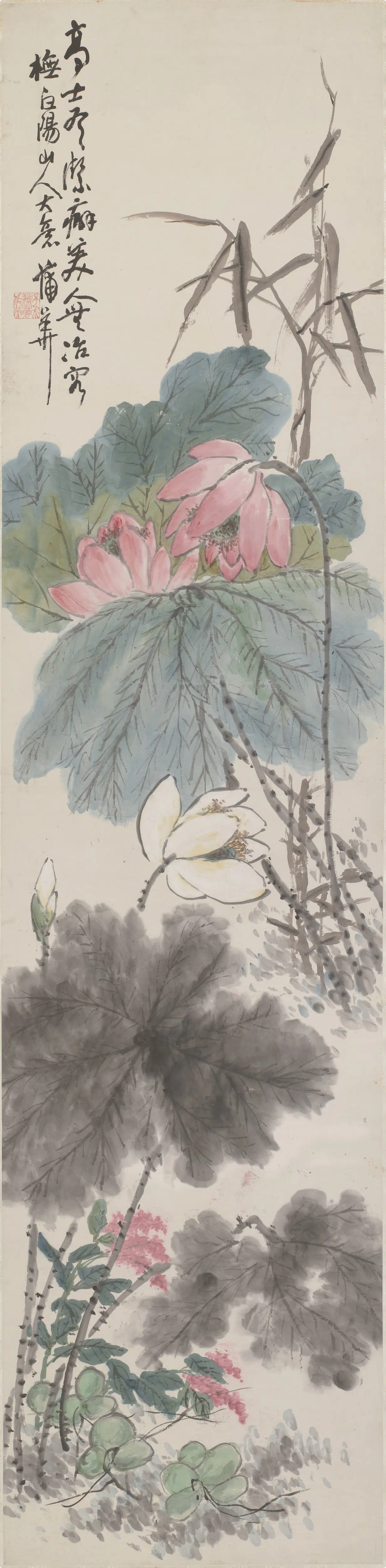清代【蒲华】《红蓼荷花图轴》