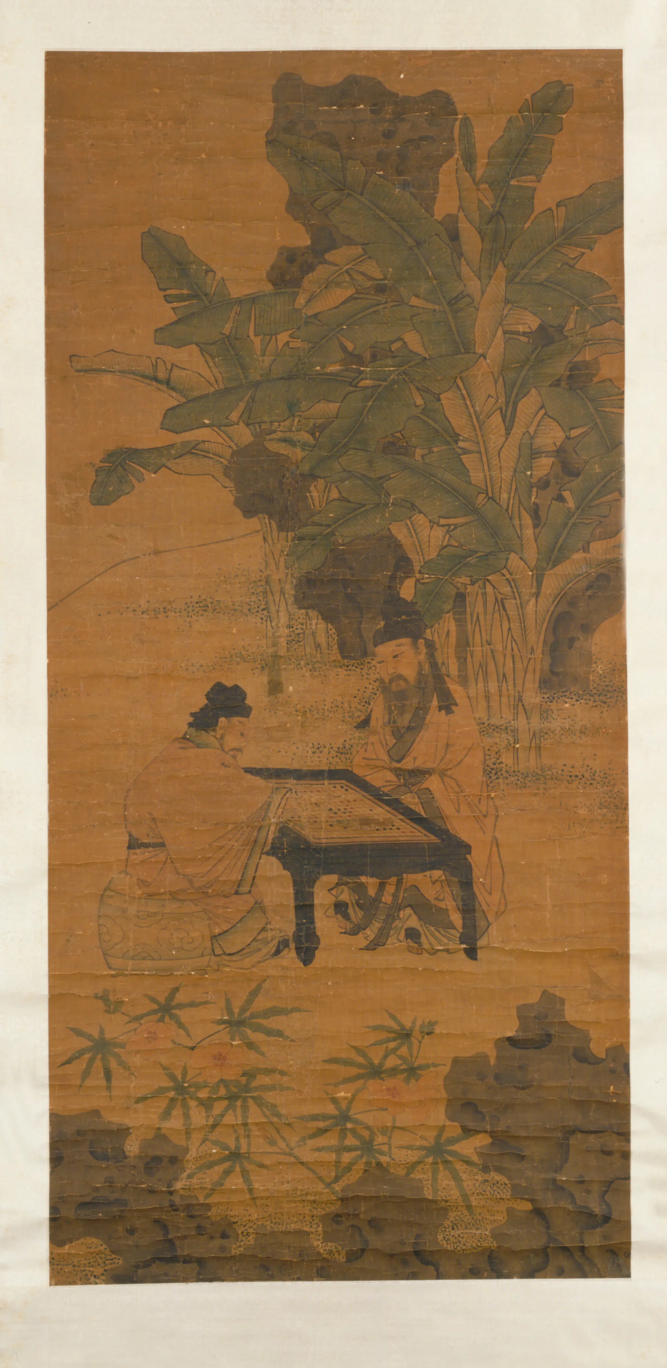 明朝【明人】《蕉荫奕棋图轴》 第1张