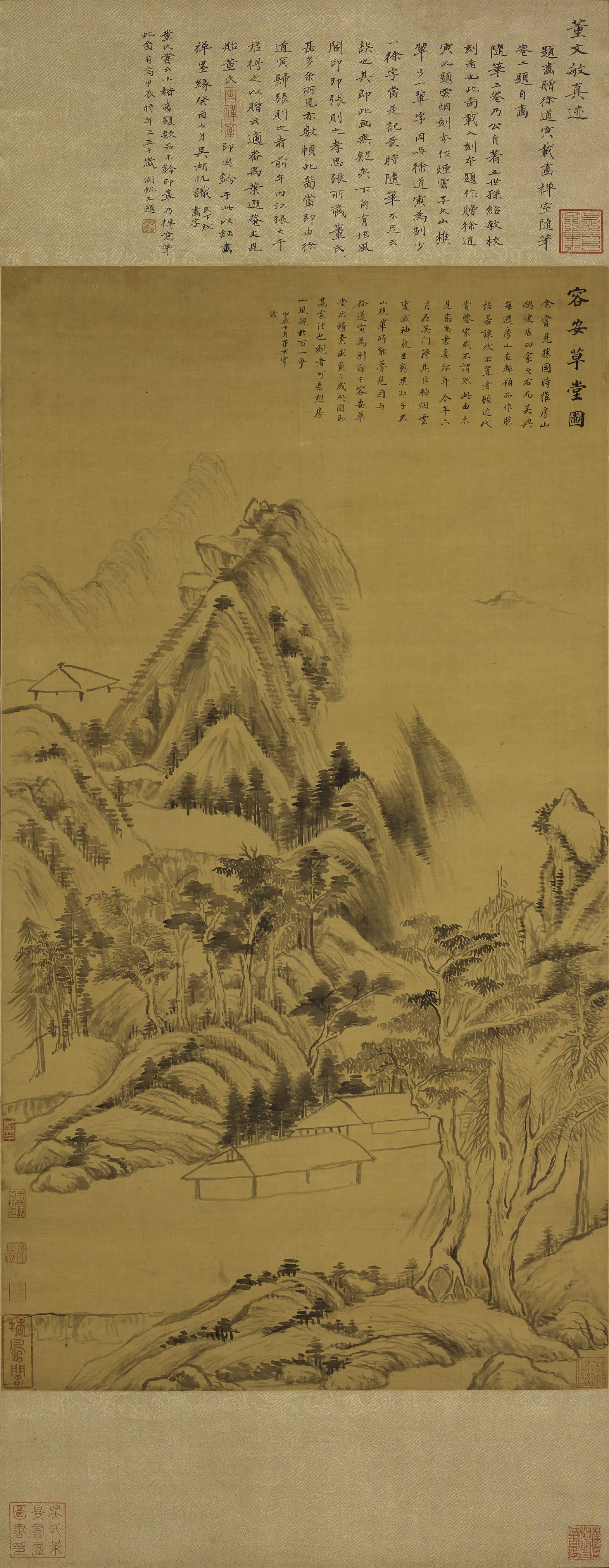 明朝【董其昌】《容安草堂图轴》