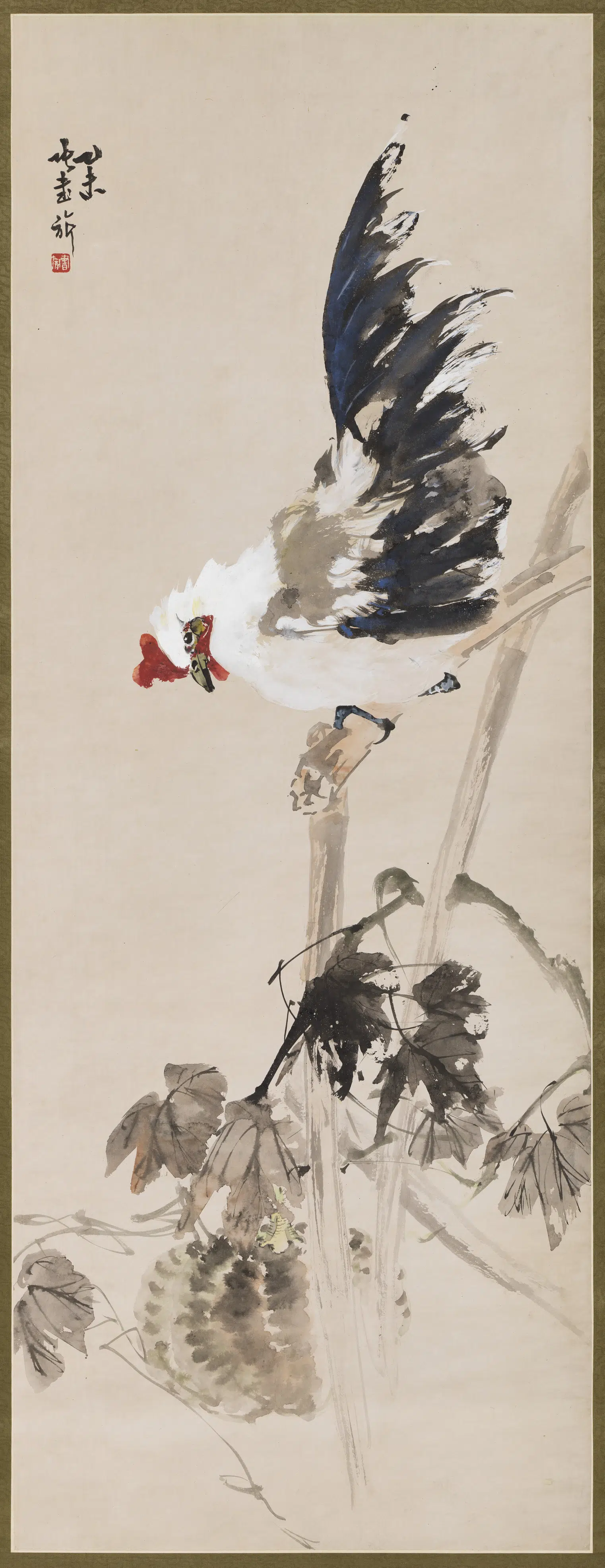 近现代【张书旗】《画公鸡图轴》