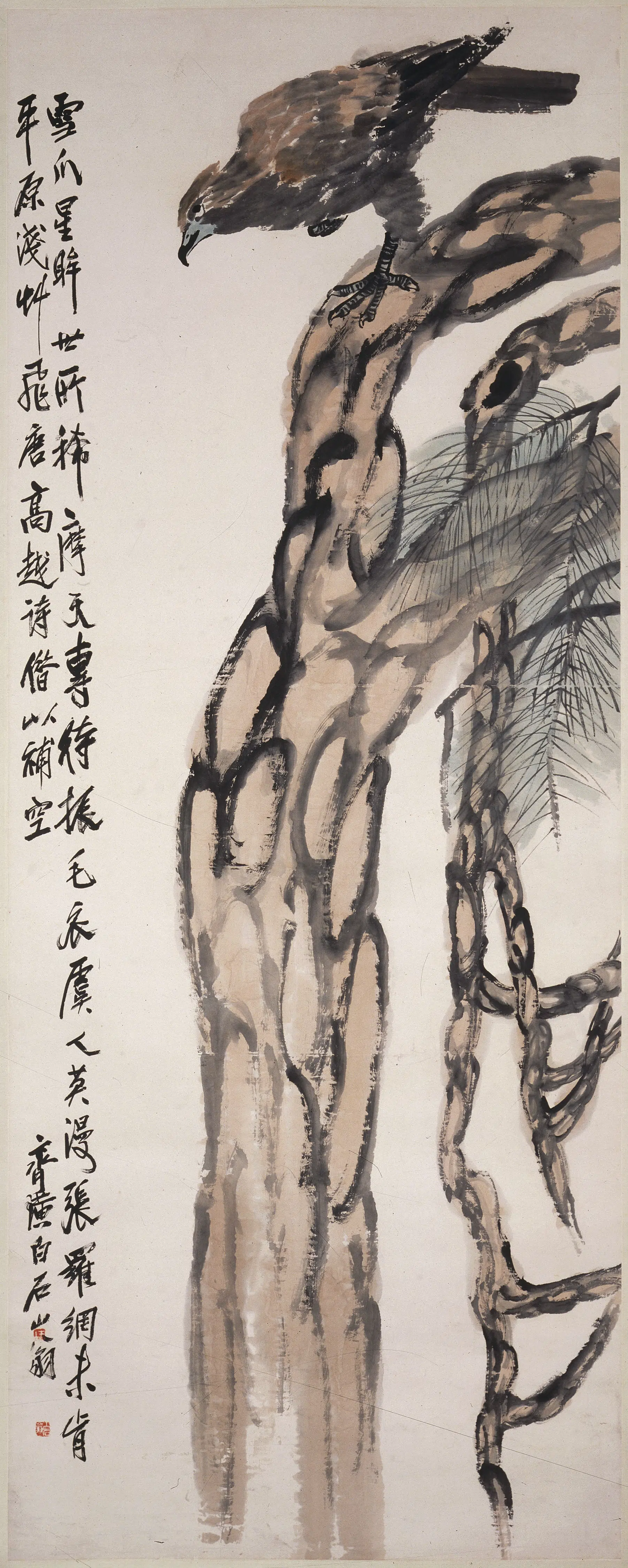近现代【齐白石（齐璜）】《松鹰图轴-1》