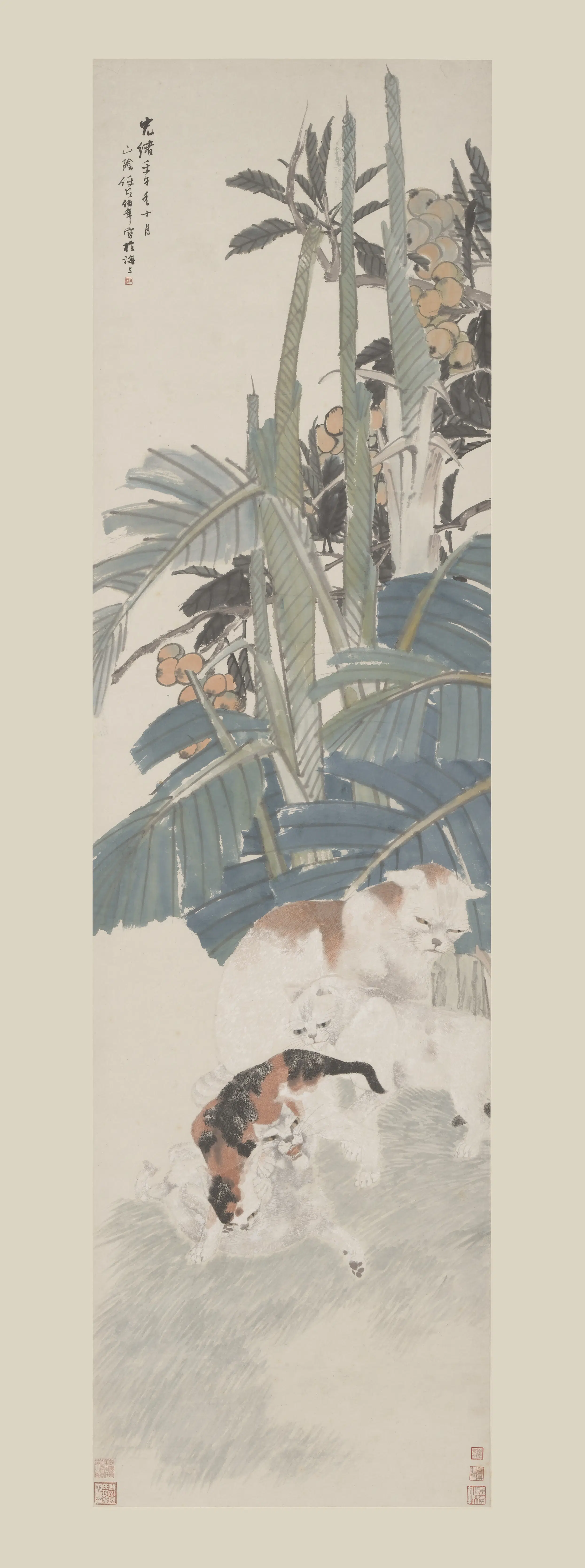 清代【任伯年（任颐）】《四猫图轴》
