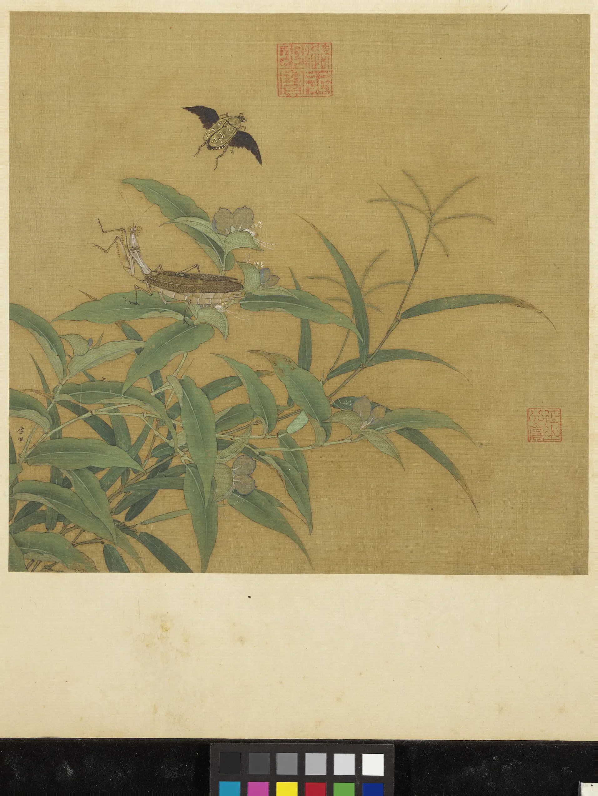 南宋【李迪】《宋元集绘册-秋卉草虫》
