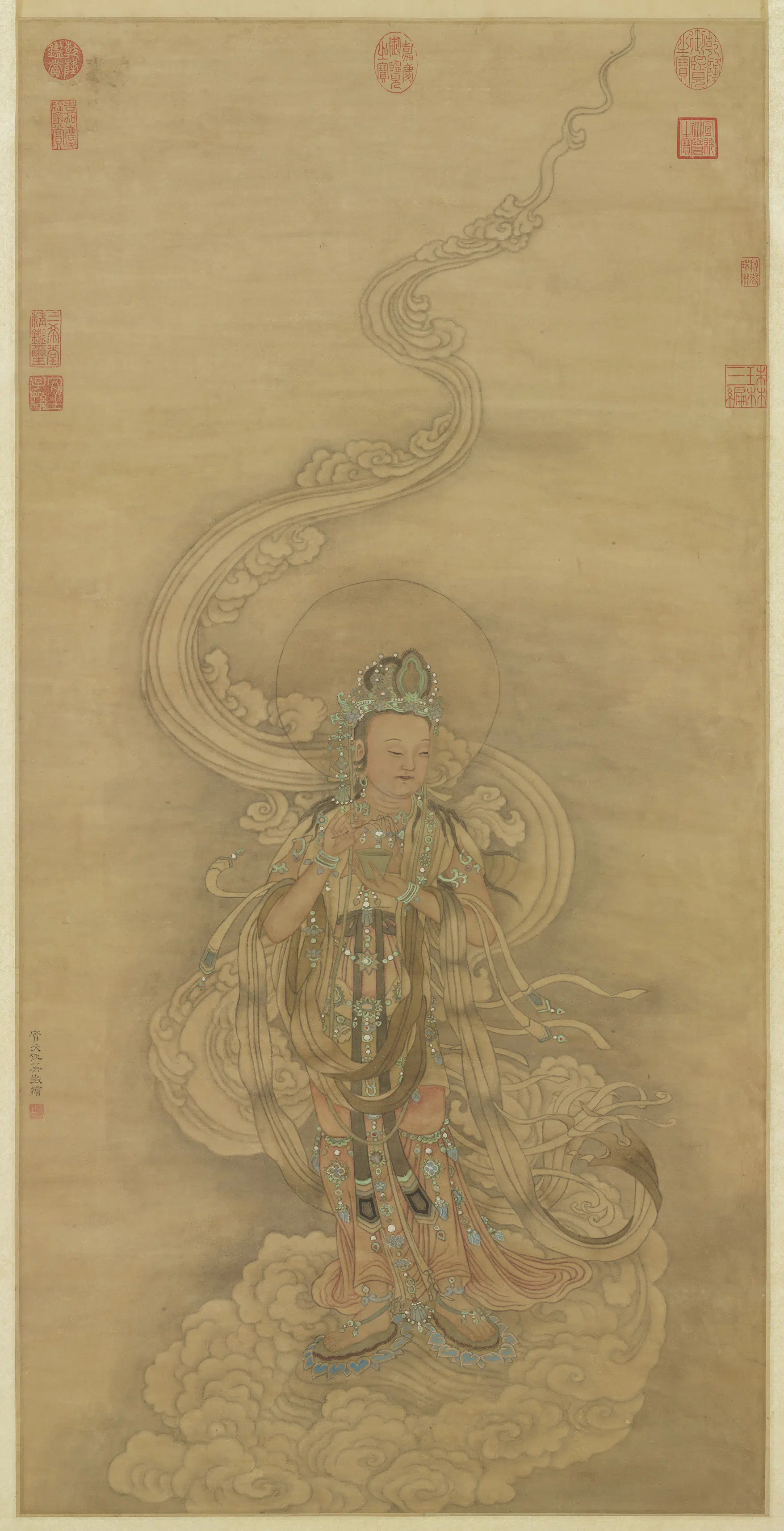 明朝【仇英】《观世音菩萨图轴》