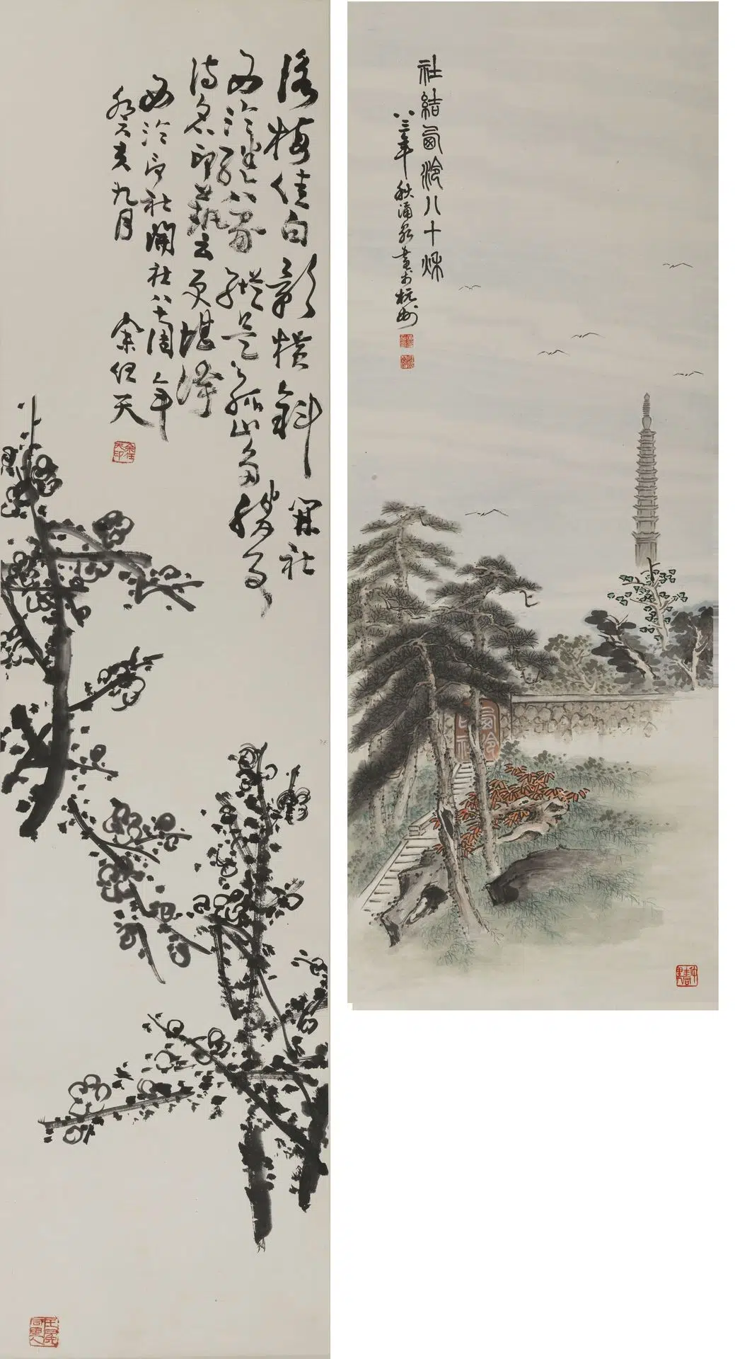 近现代【余任天】《梅花图轴》