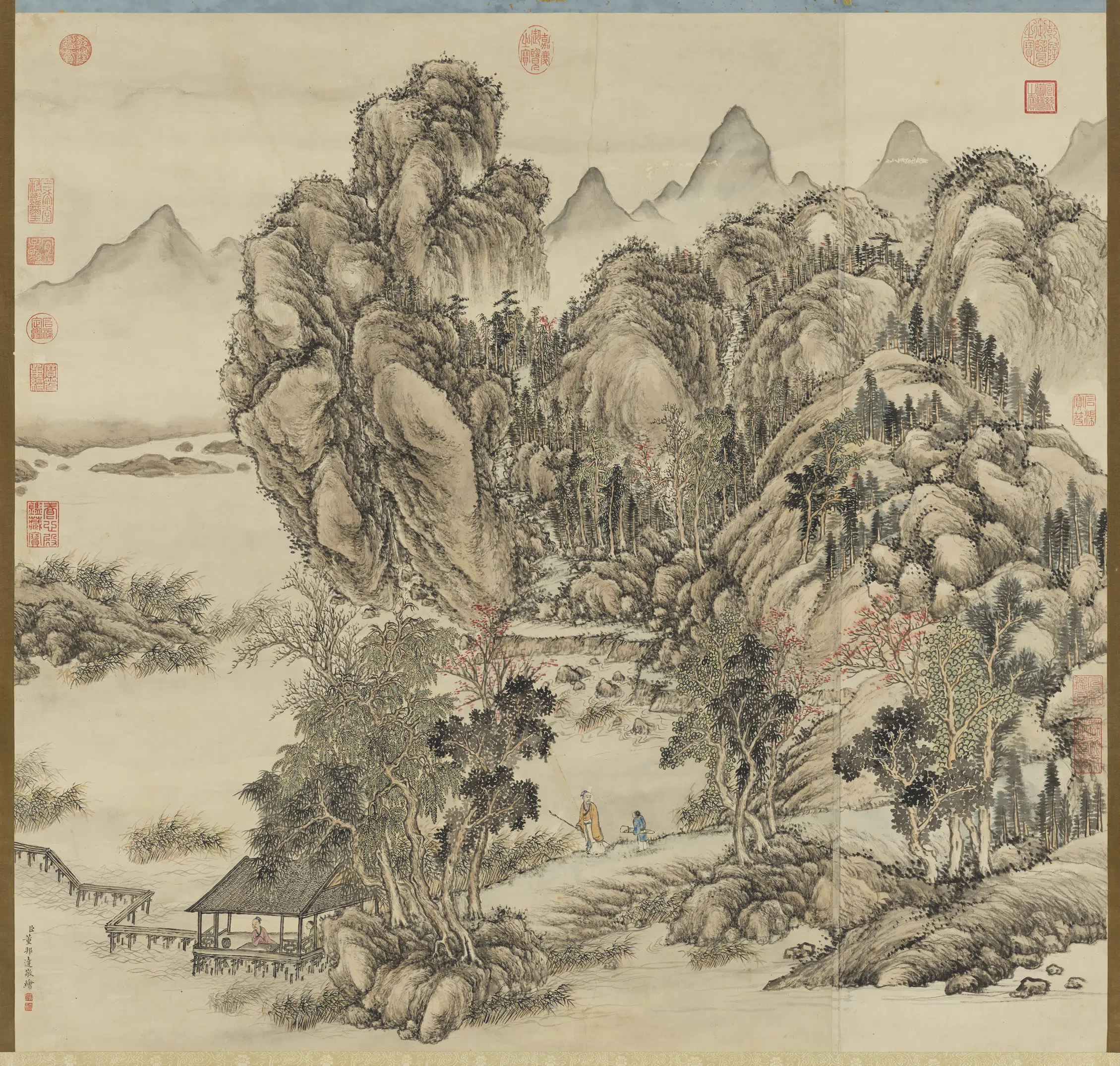 清代【董邦达】《秋山访友图轴》