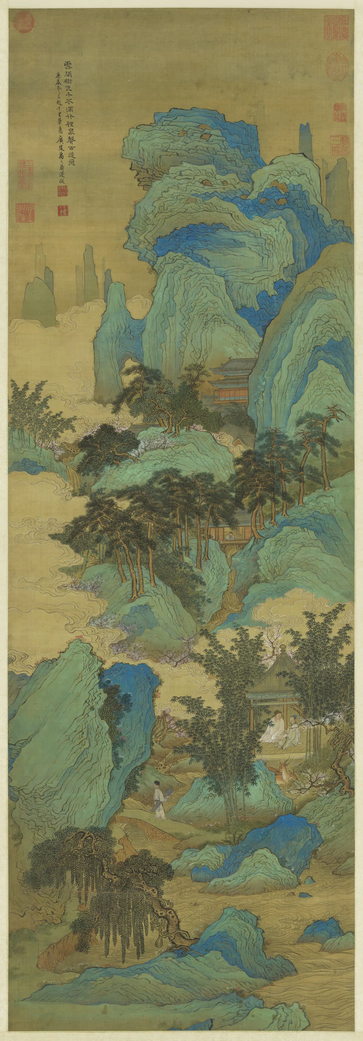 清代【禹之鼎】《拟赵千里山水图轴》 第1张 清代【禹之鼎】《拟赵千里山水图轴》 第1张