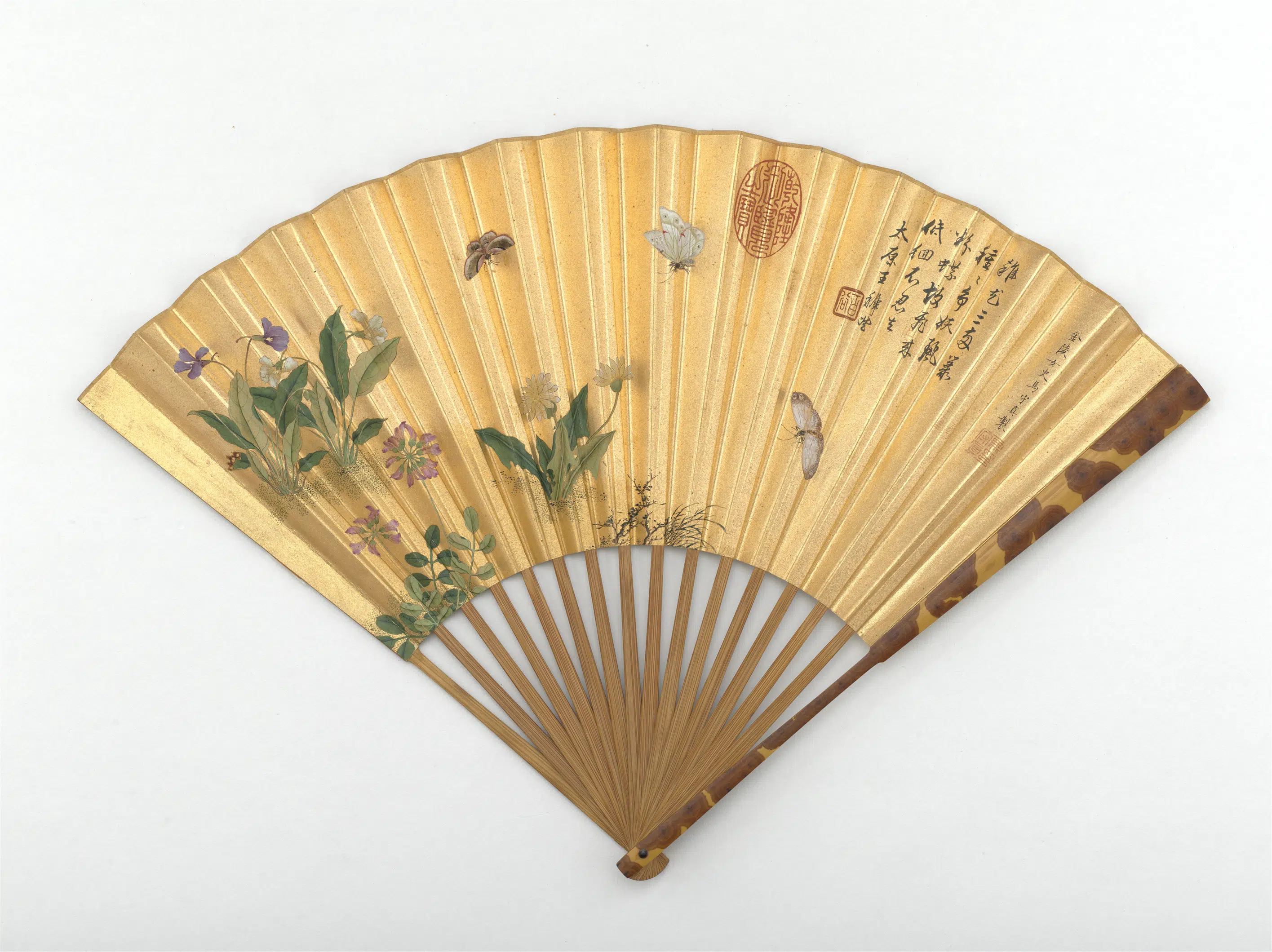 明朝【马守真马守贞(马湘兰)】《花蝶图-成扇》 第1张 明朝【马守真马守贞(马湘兰)】《花蝶图-成扇》 第1张