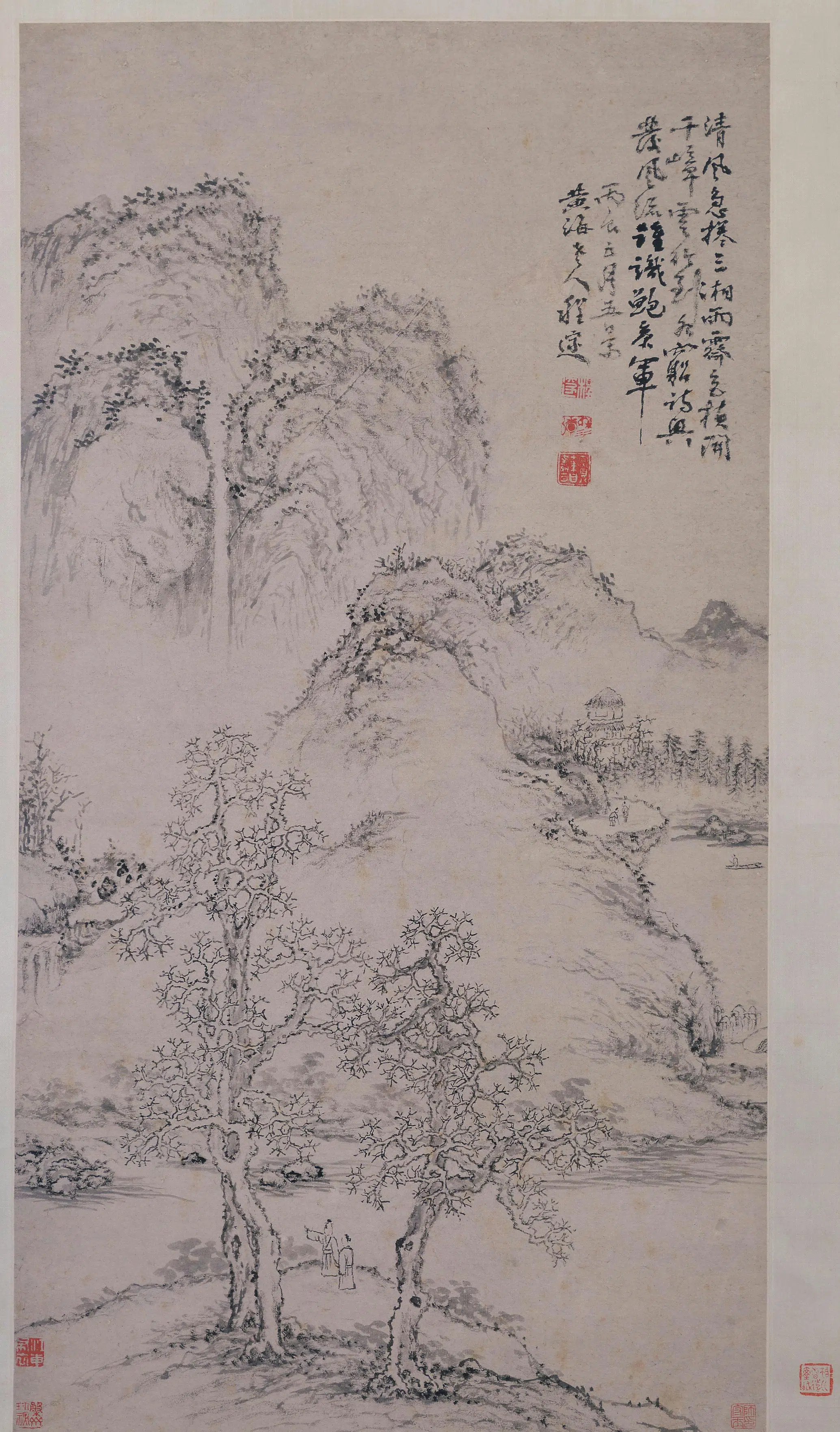 清代【程邃】《程邃山水图轴-1》