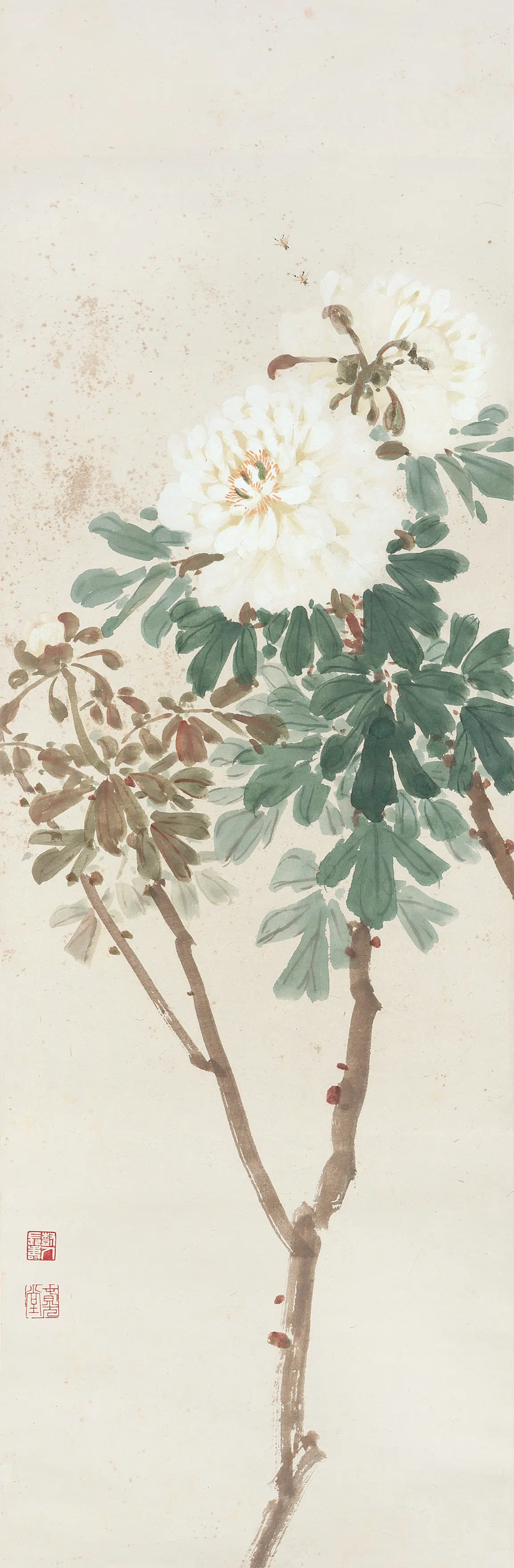 近代【陈树人】《一枝浓艳露凝香轴》