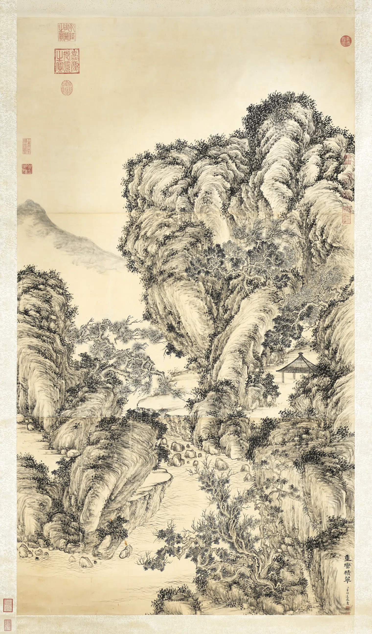 清代【董邦达】《重峦积翠图轴》