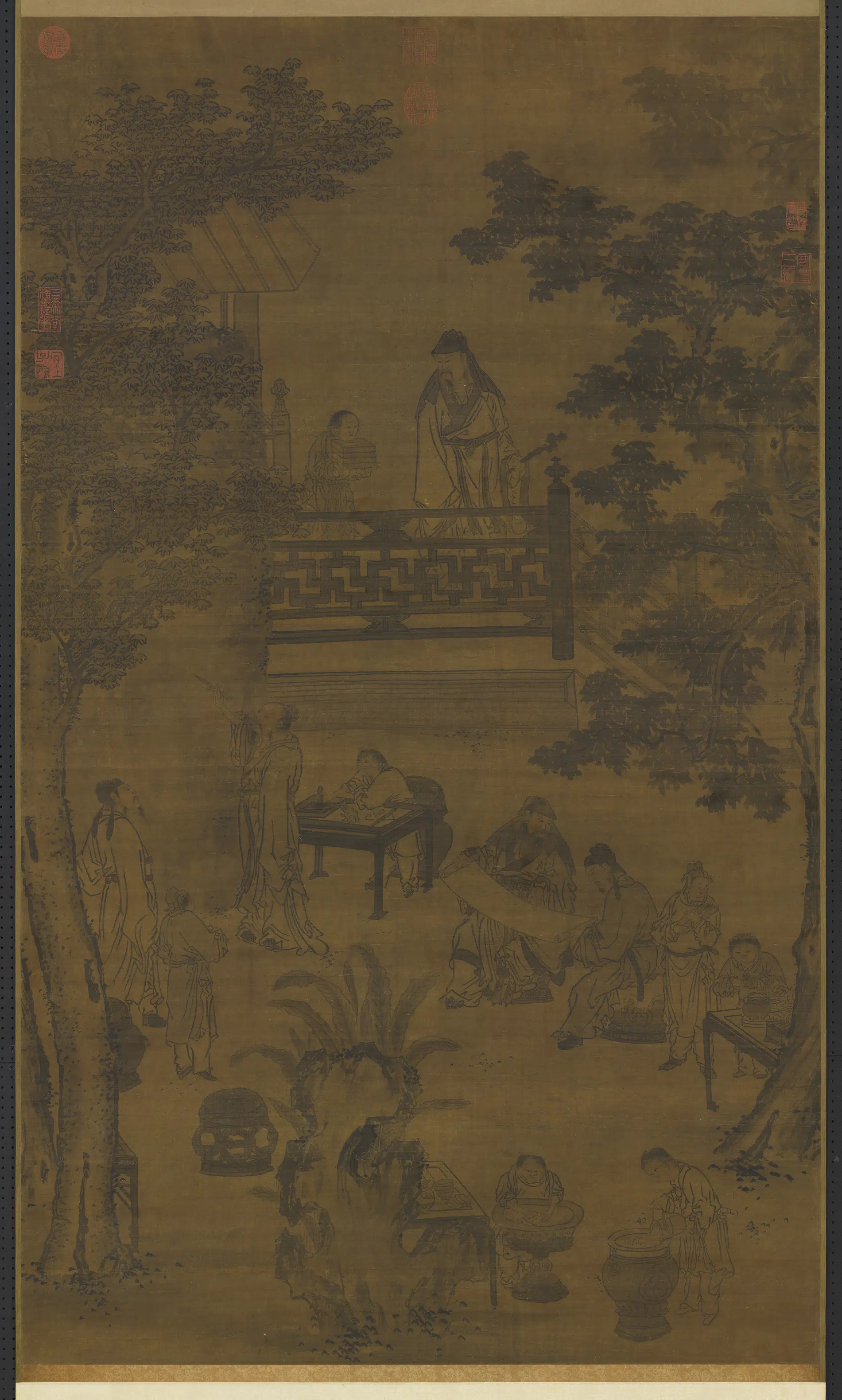 元代《元人画秋庭书壁图轴》 第1张 元代《元人画秋庭书壁图轴》 第1张