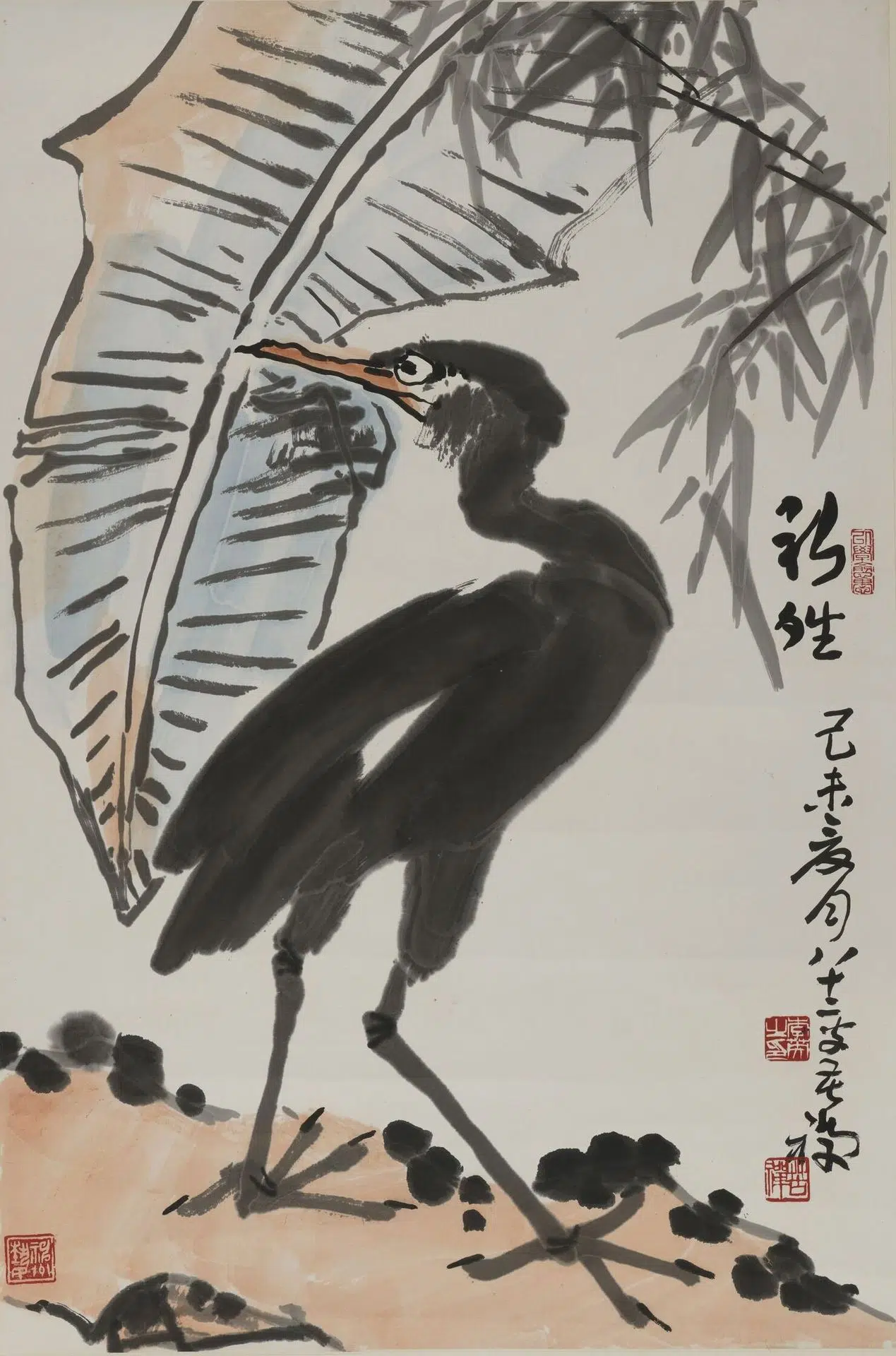 近现代【李苦禅】《蕉叶鹭鸶图轴》 第1张 近现代【李苦禅】《蕉叶鹭鸶图轴》 第1张