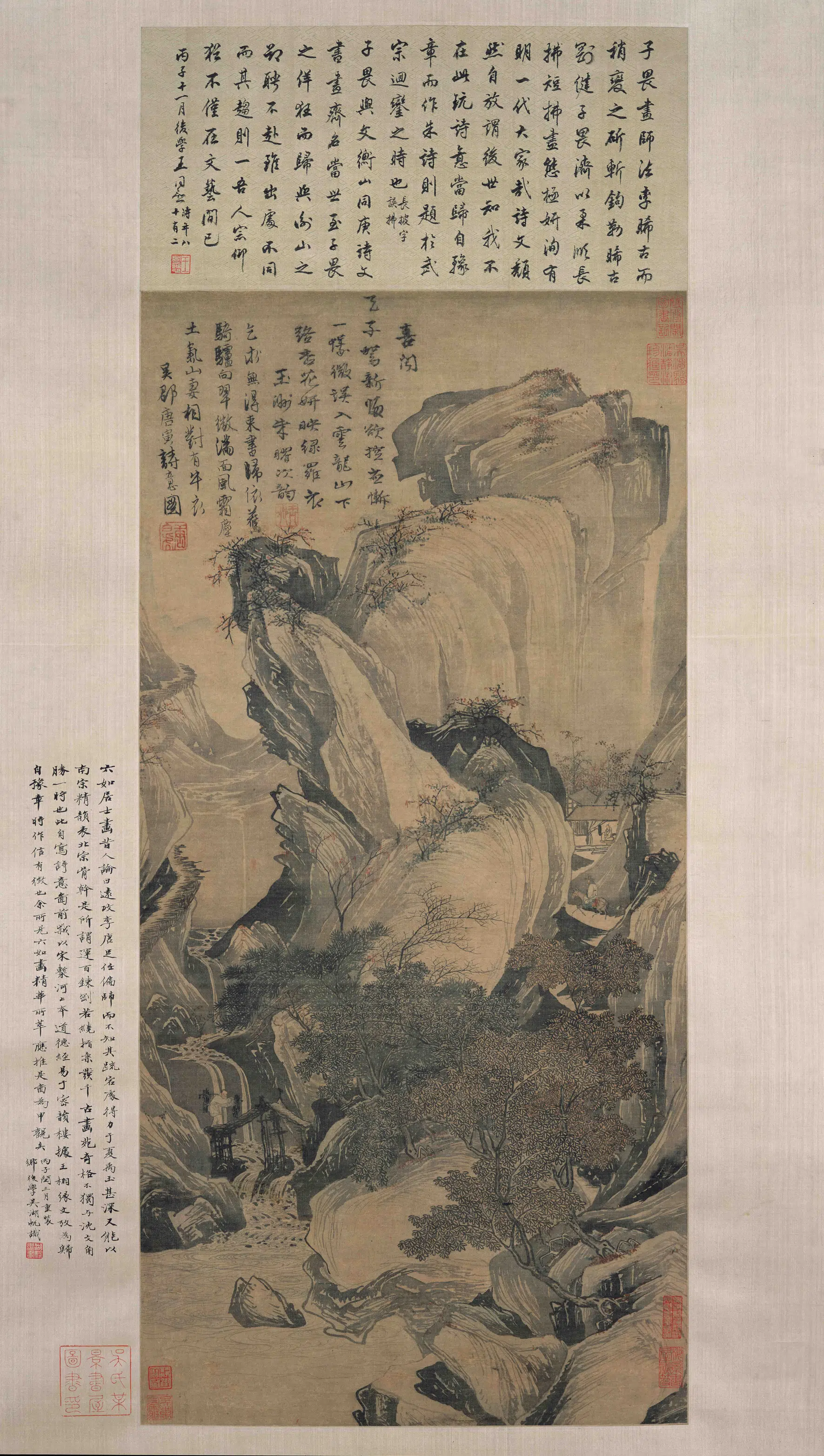 明朝【唐寅-伯虎】《骑驴归思图轴》