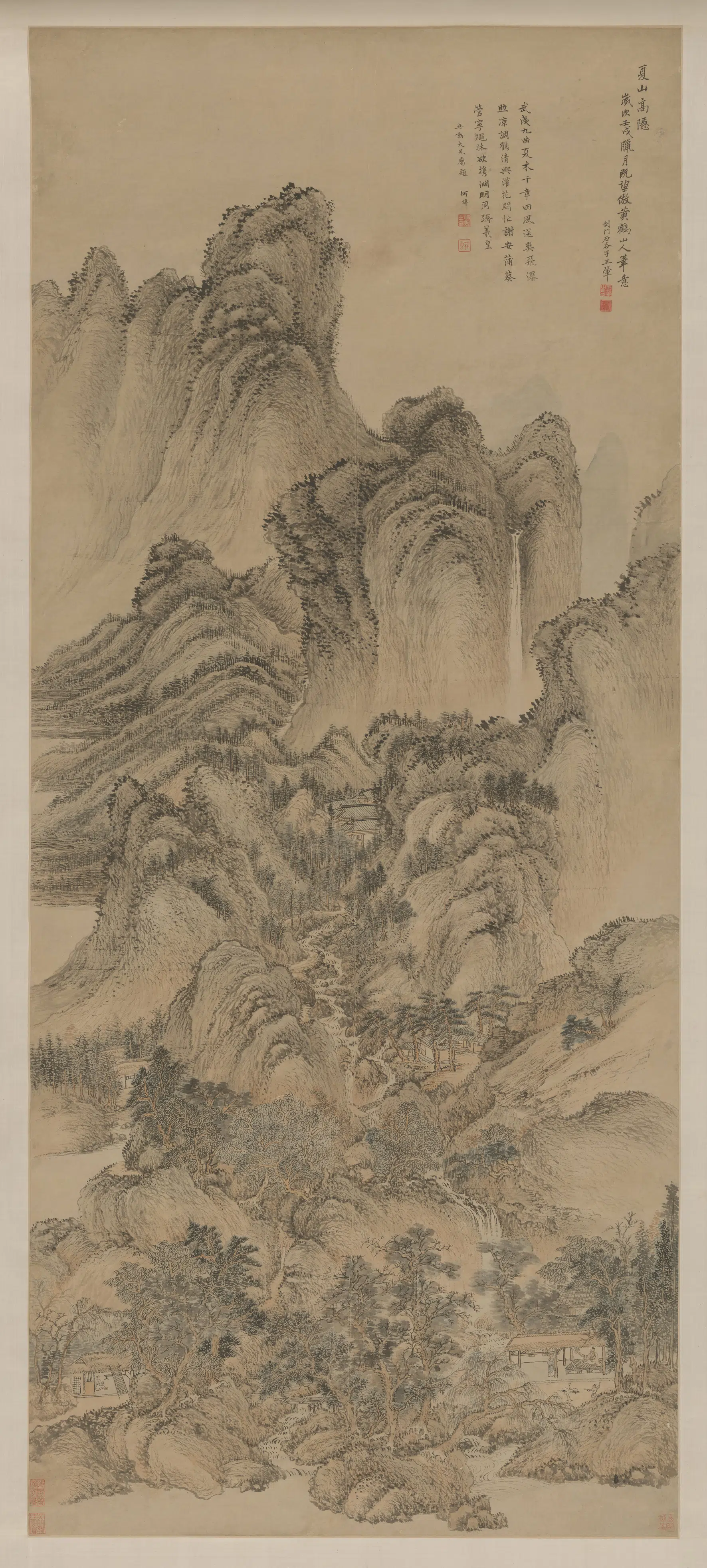 清代【王翚】《夏山高隐轴》