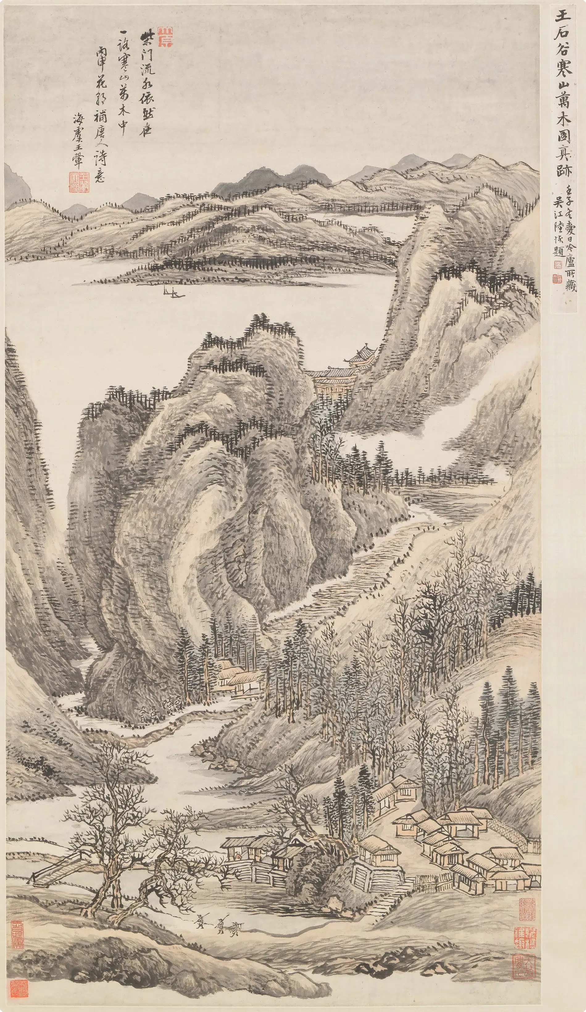 清代【王翚】《寒山万木图轴》