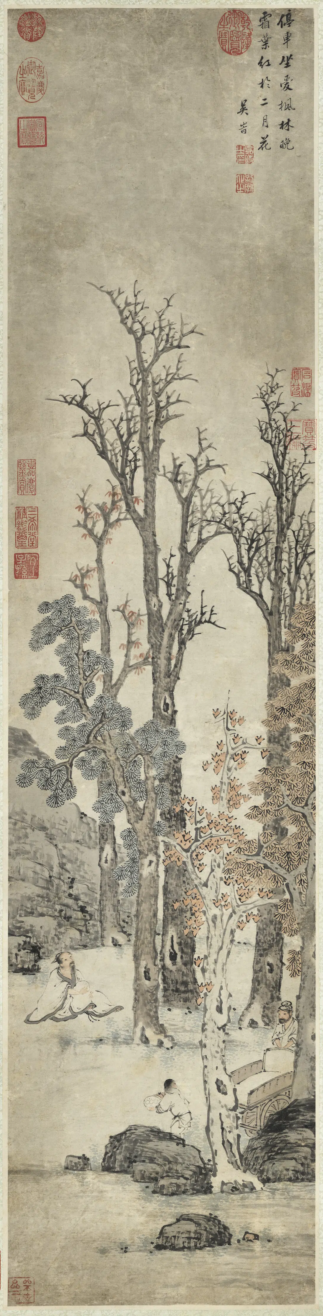 清代【吴时】《写杜牧诗意图轴》