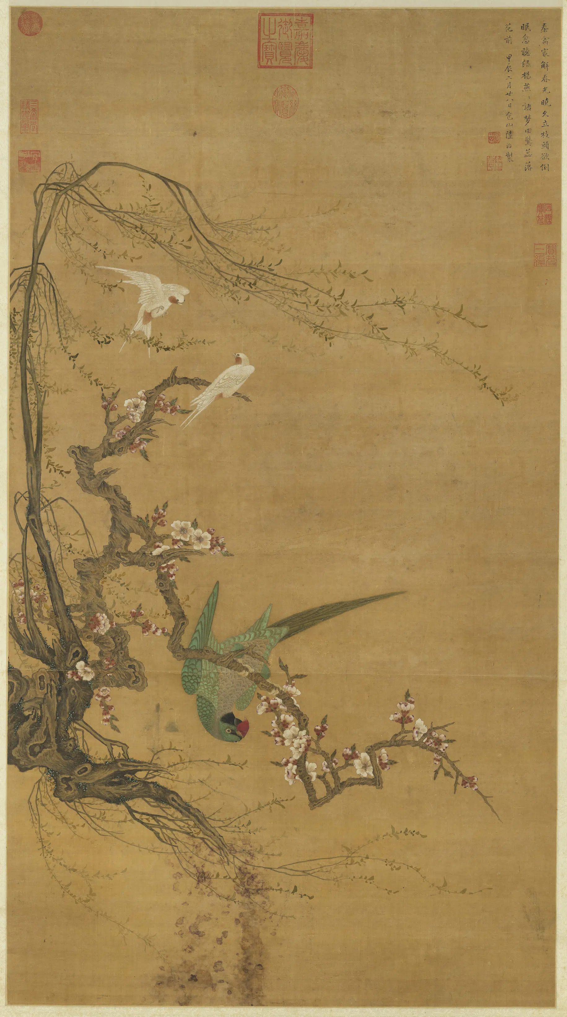 明代【陆治】《画花鸟图轴》