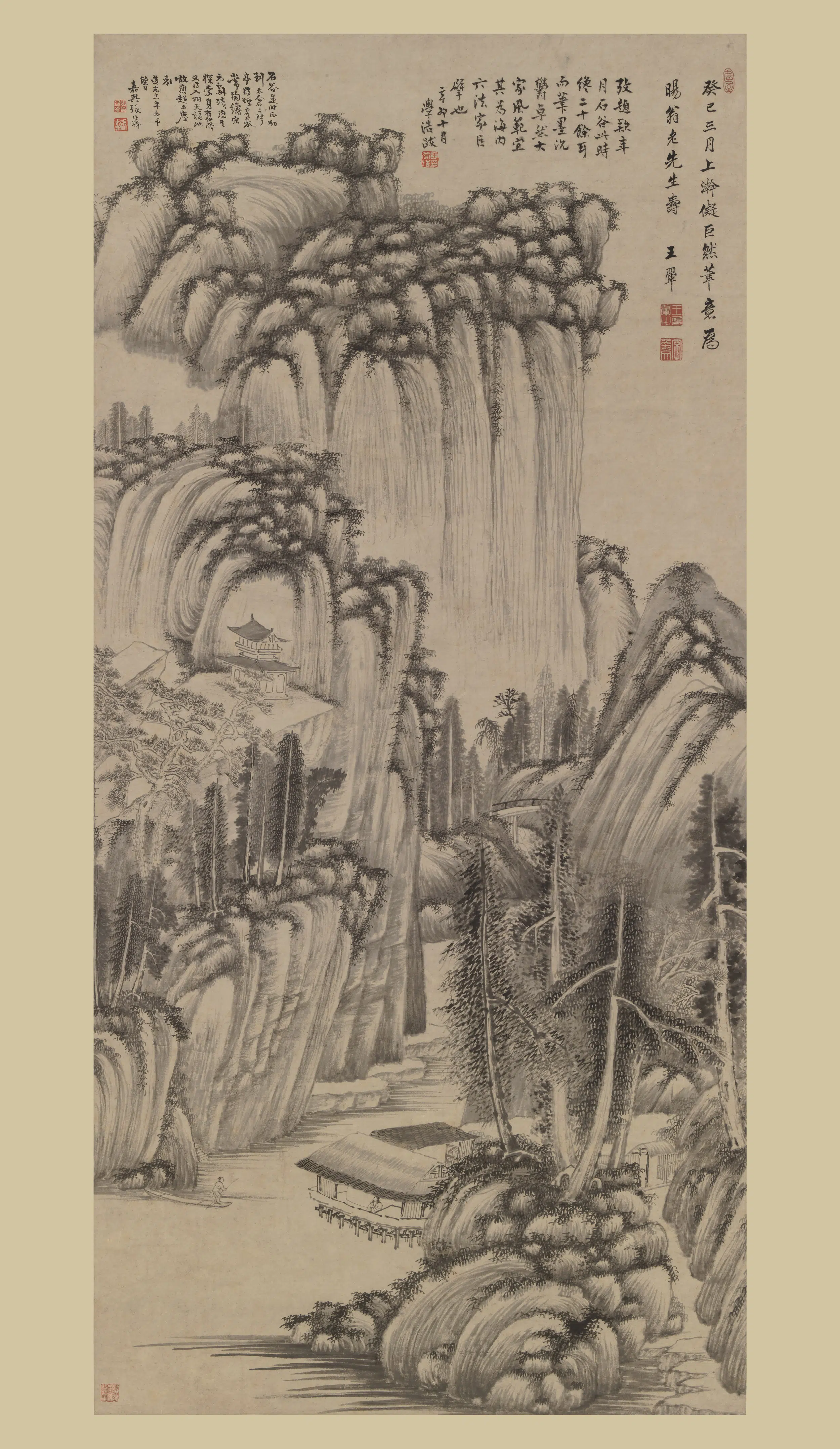 清代【王翚】《仿巨然山水图轴》