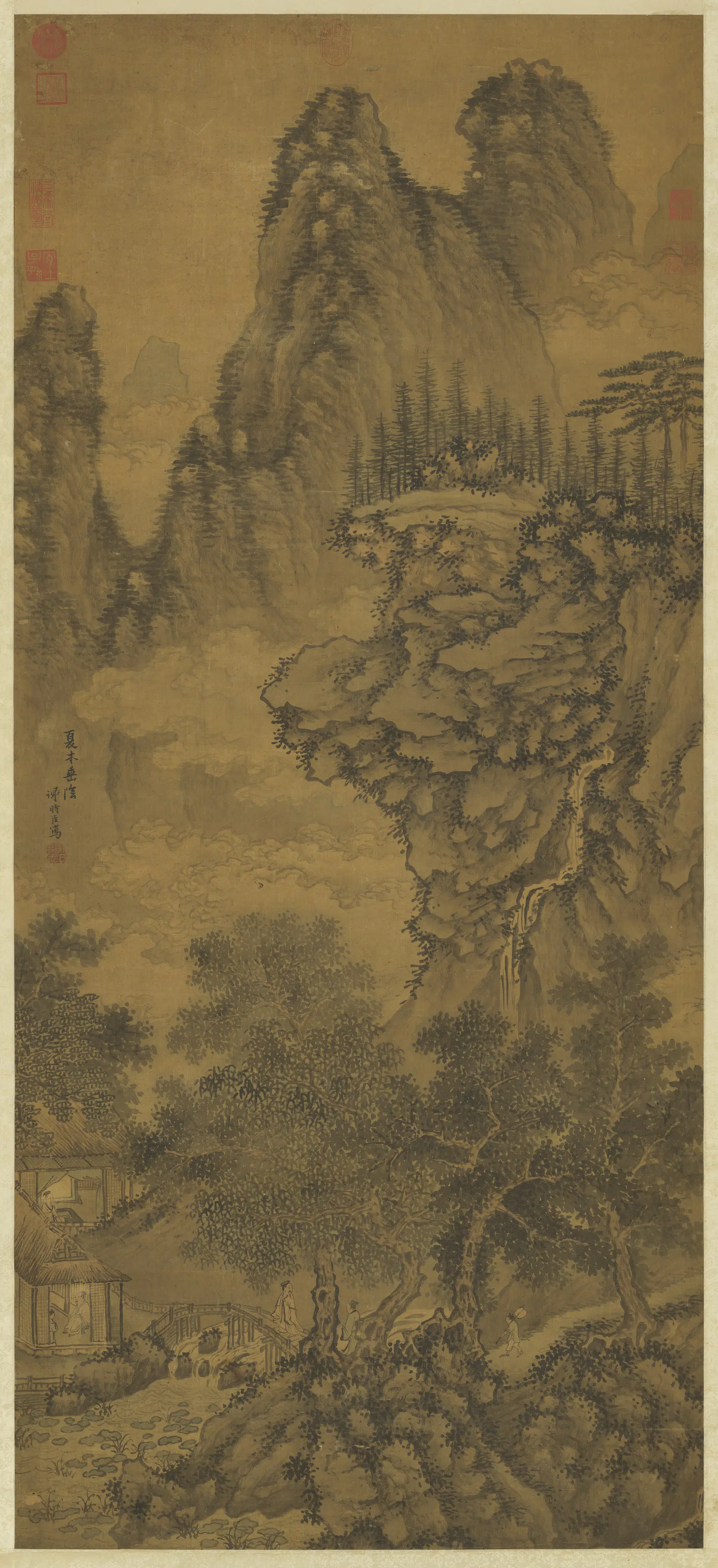 明朝【谢时臣】《山水图轴（夏木垂阴）》