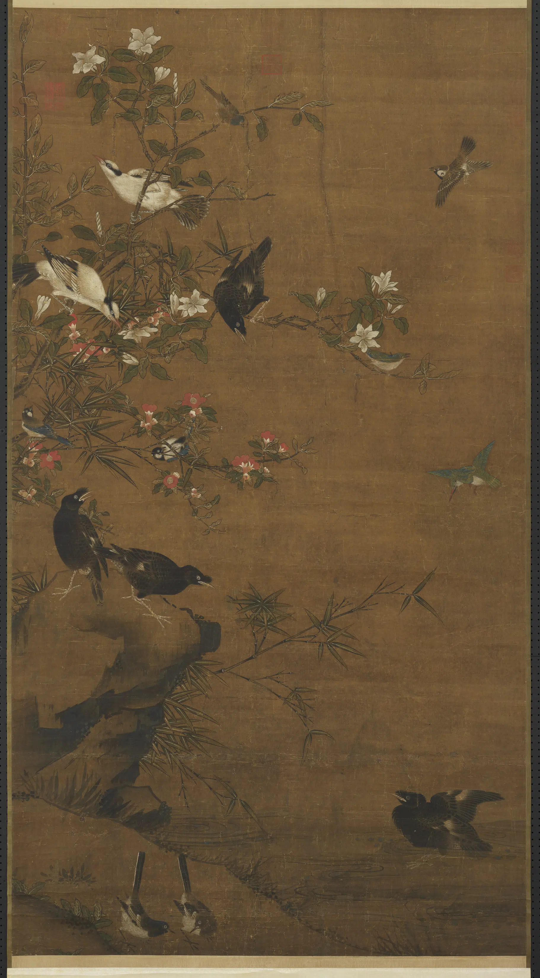 宋代《宋人画花鸟图轴》