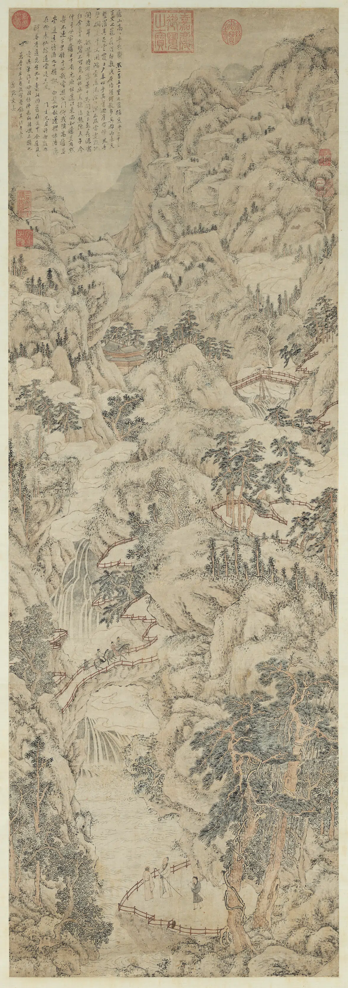 明朝【文嘉】《仿沈周庐山诗画图轴》