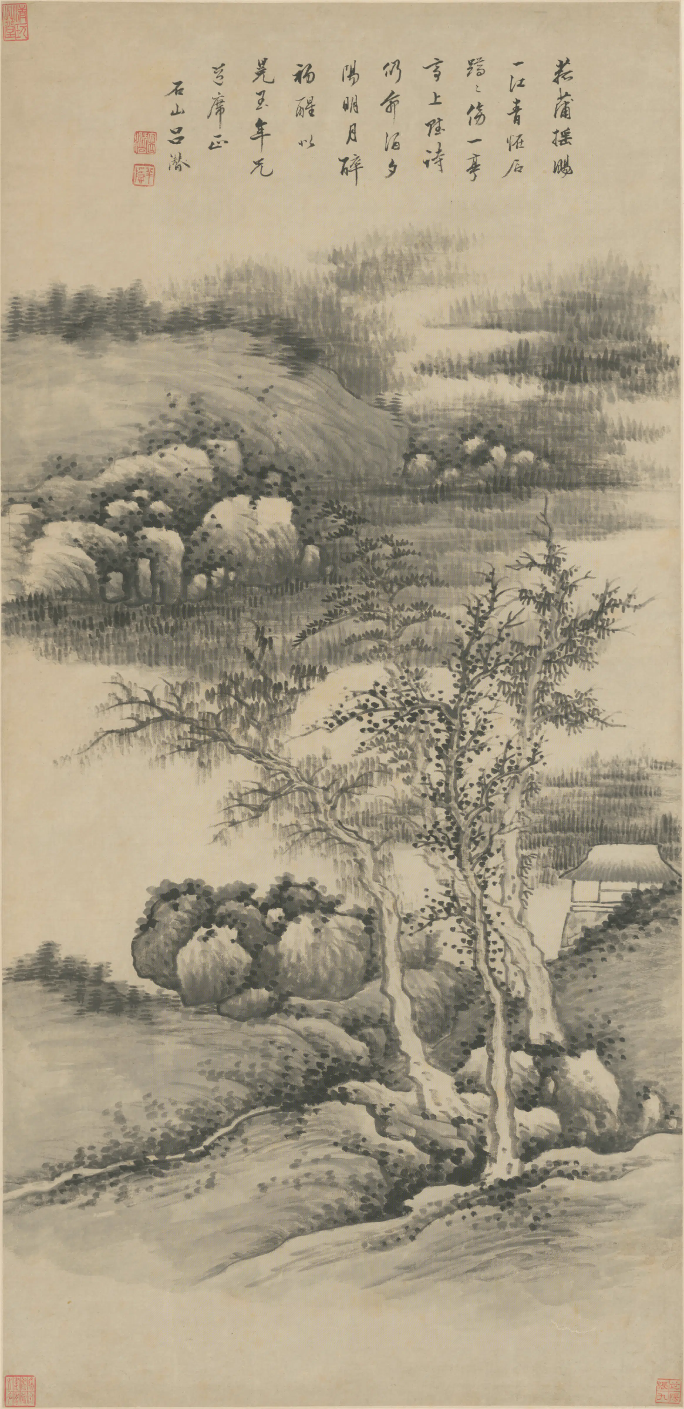 清代【吕潜】《山水轴》 第1张 清代【吕潜】《山水轴》 第1张