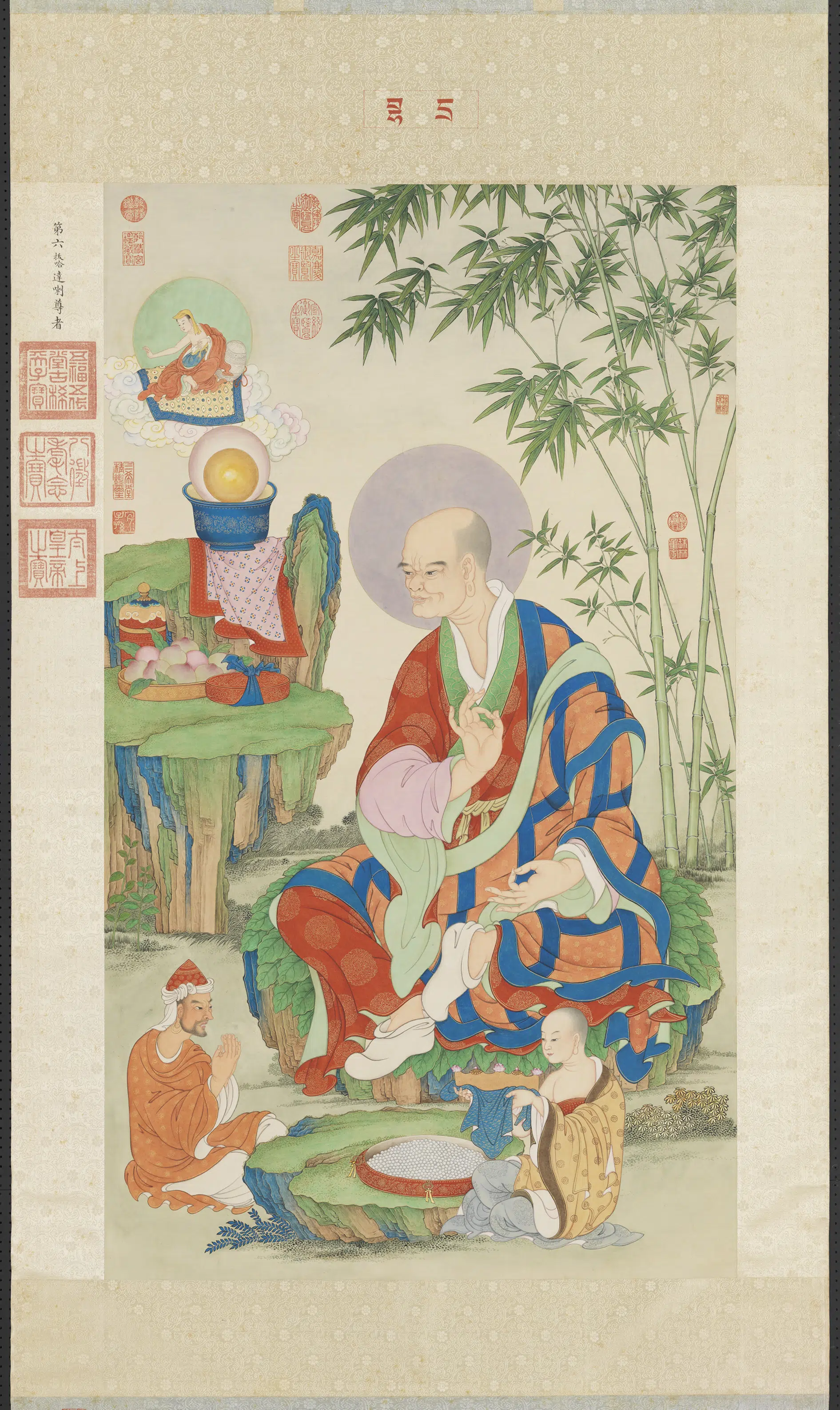 清代【姚文瀚】《画第六拔哈达喇尊者图轴》