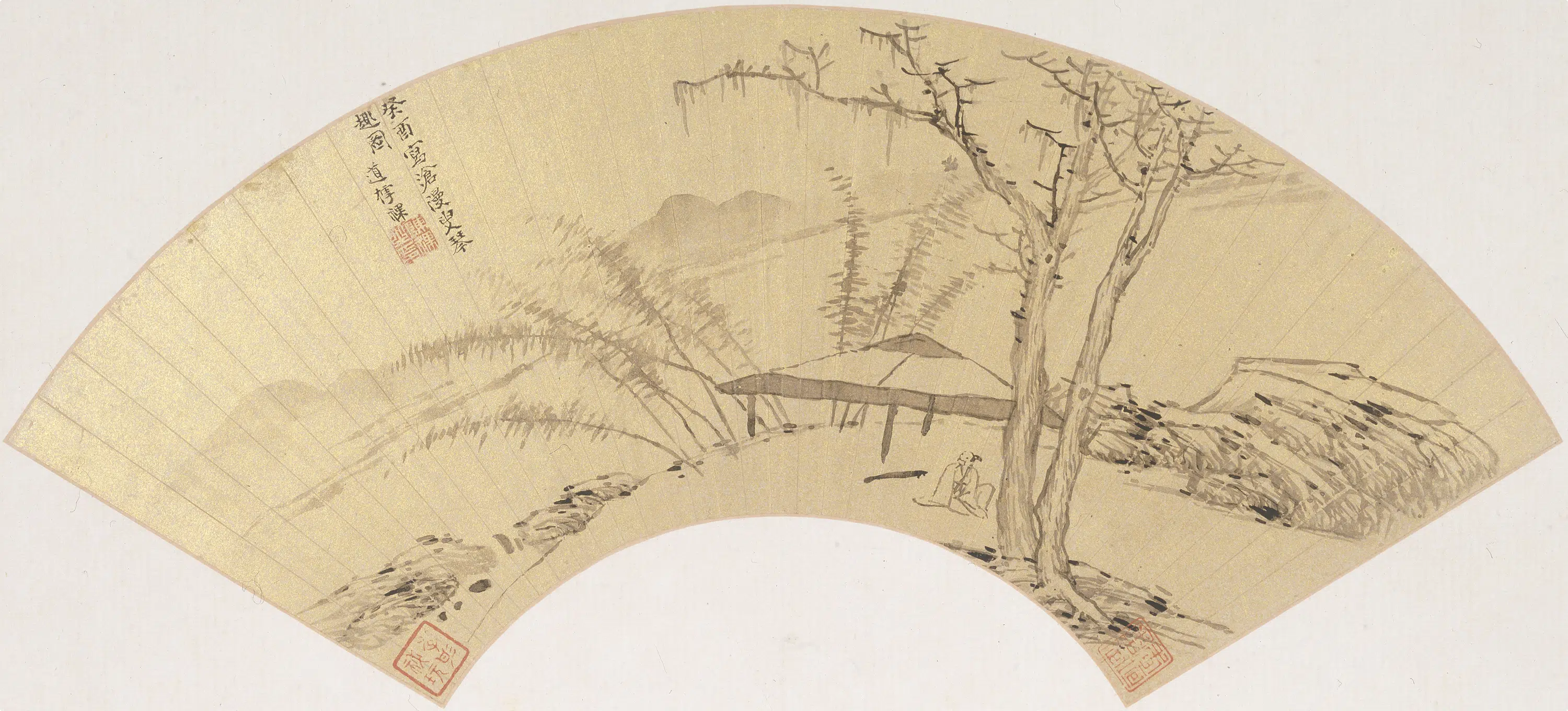 明朝【陈祼（叔祼）】《山水扇页》