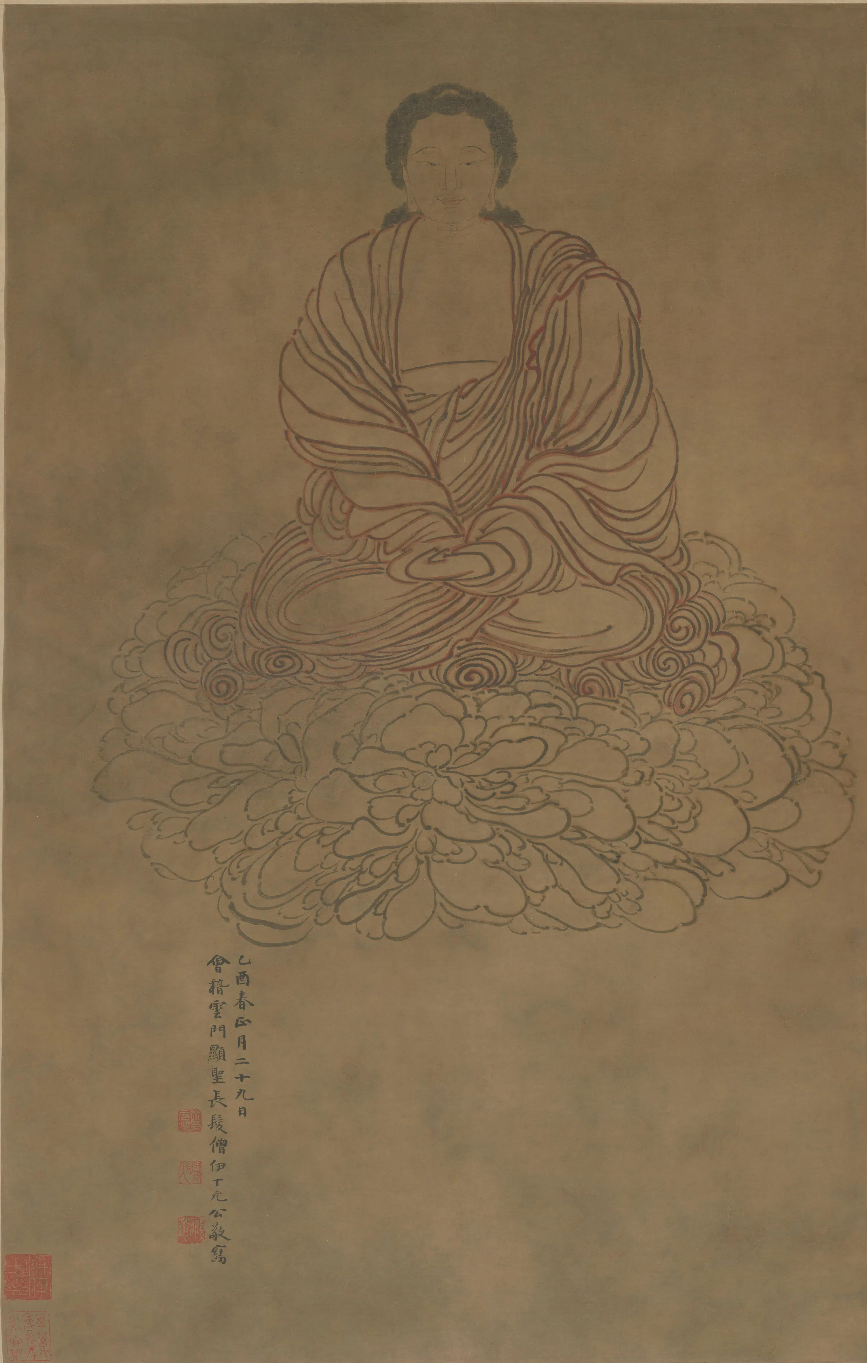 明朝【丁元公】《佛像轴》