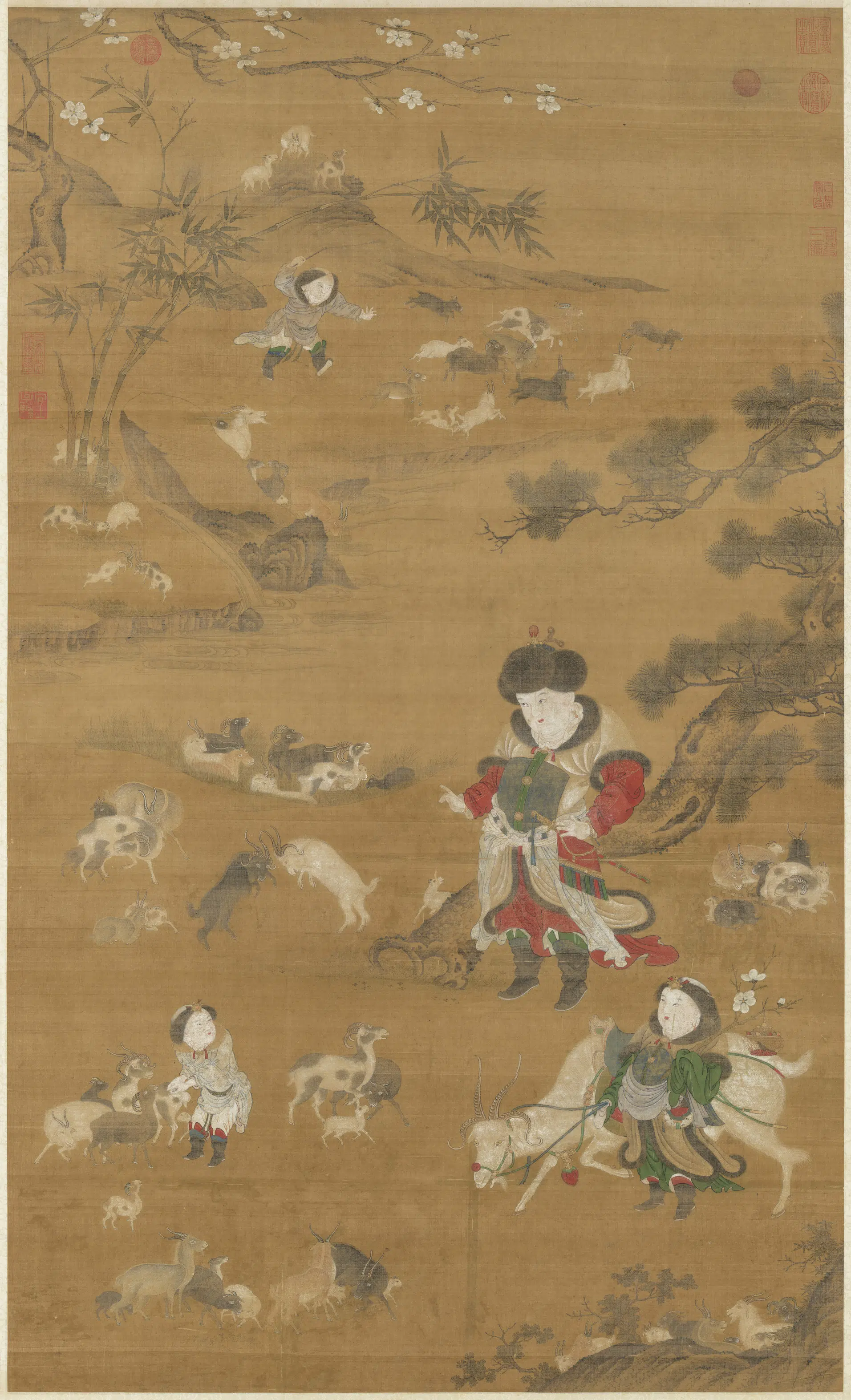 宋代《宋人画吉祥开泰图轴》