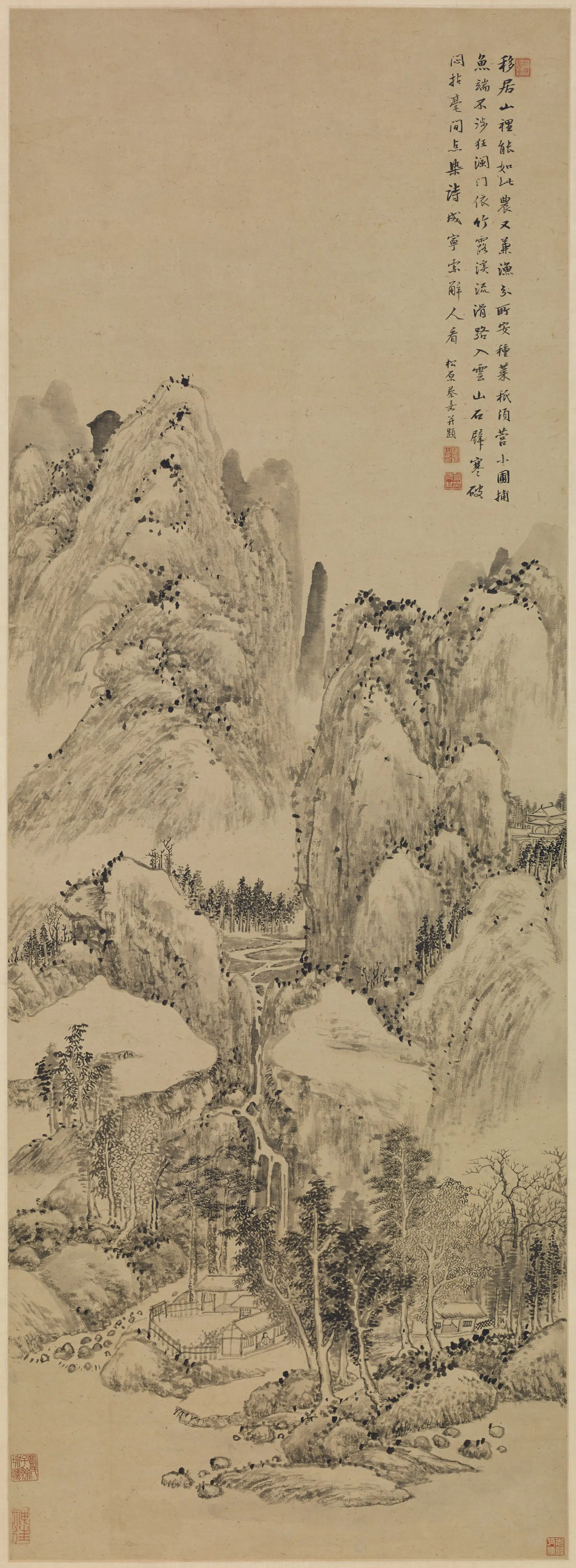 清代【蔡嘉】《移居山里图轴》