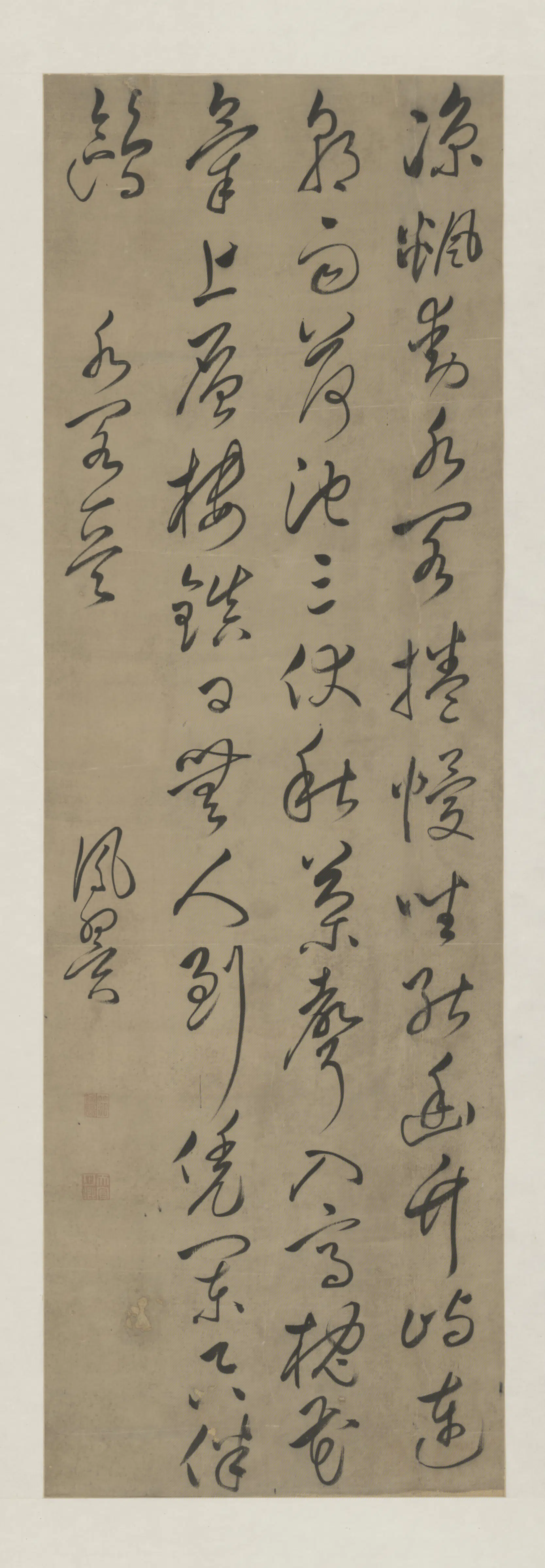 明朝【范凤翼】《草书五律水阁诗轴》
