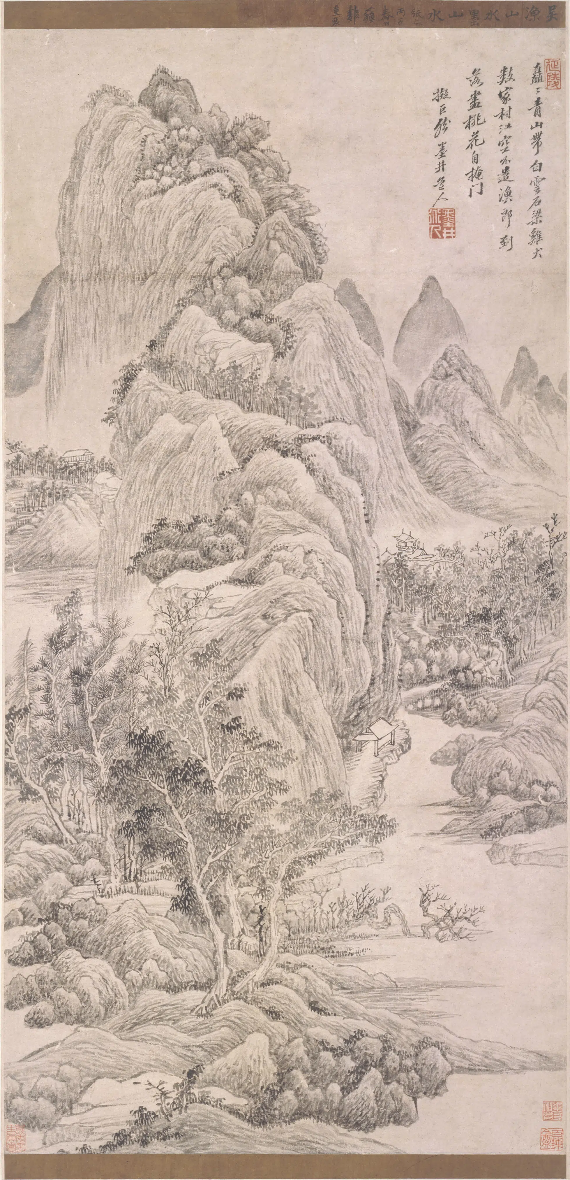 清代【吴历】《山村深隐图轴》