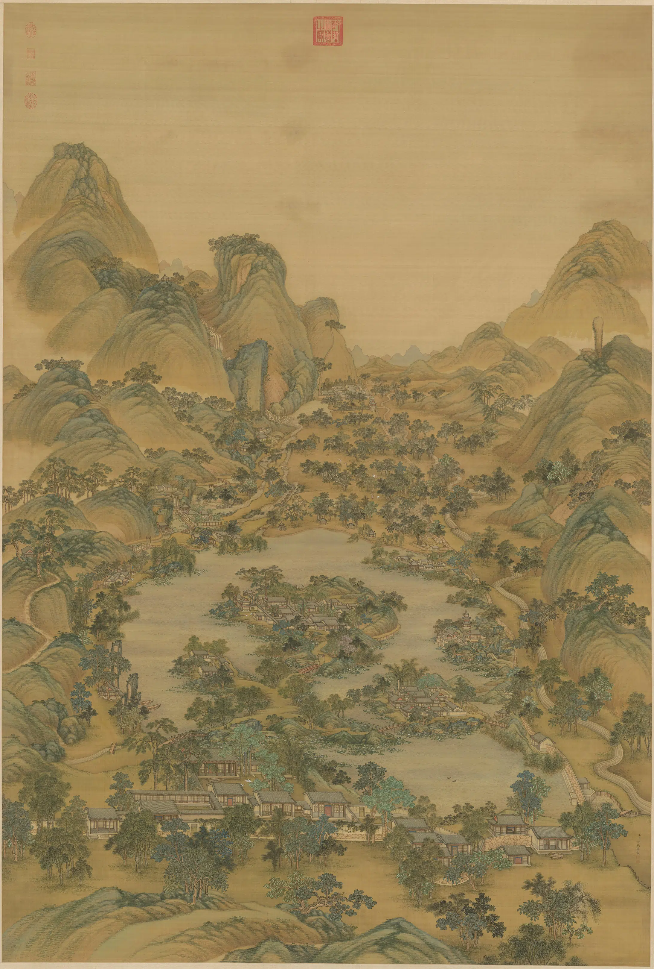 清代【冷枚】《避暑山庄图轴》