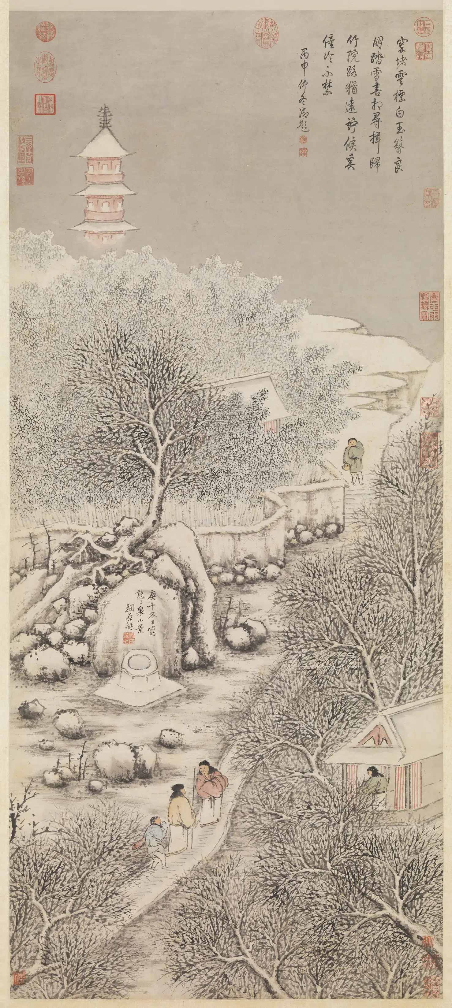 明朝【刘原起】《画雪景图轴》