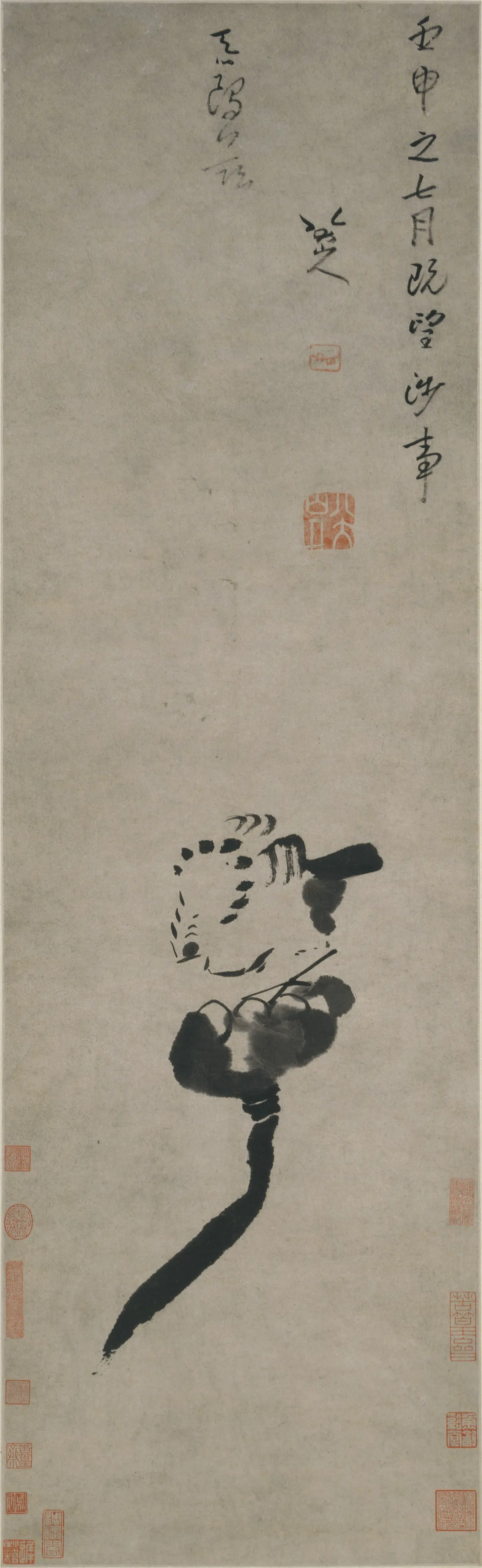 清代【朱耷】《鸥兹图轴》
