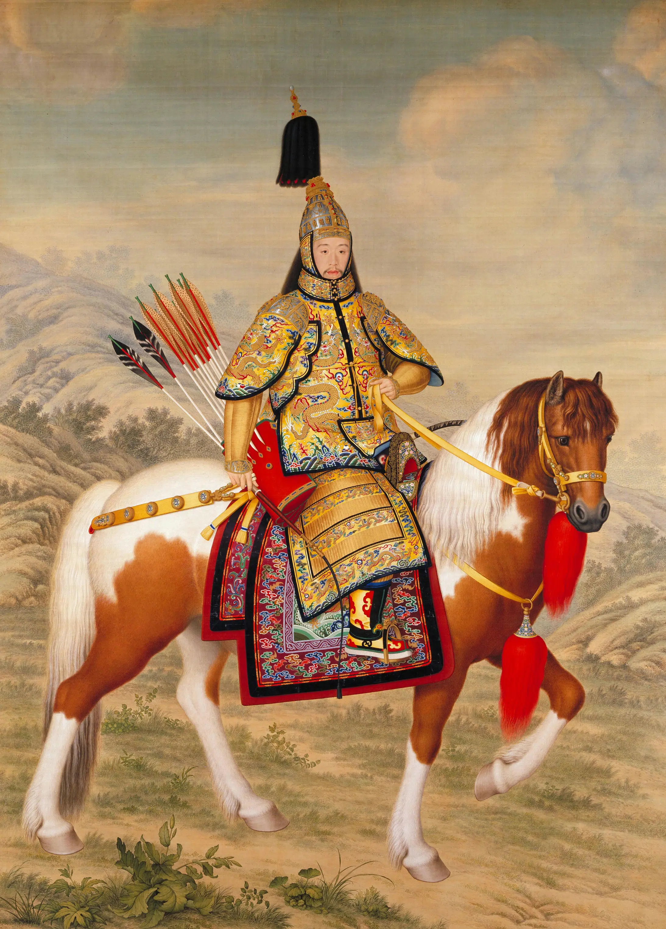 清代【郎世宁】《乾隆皇帝大阅图轴》