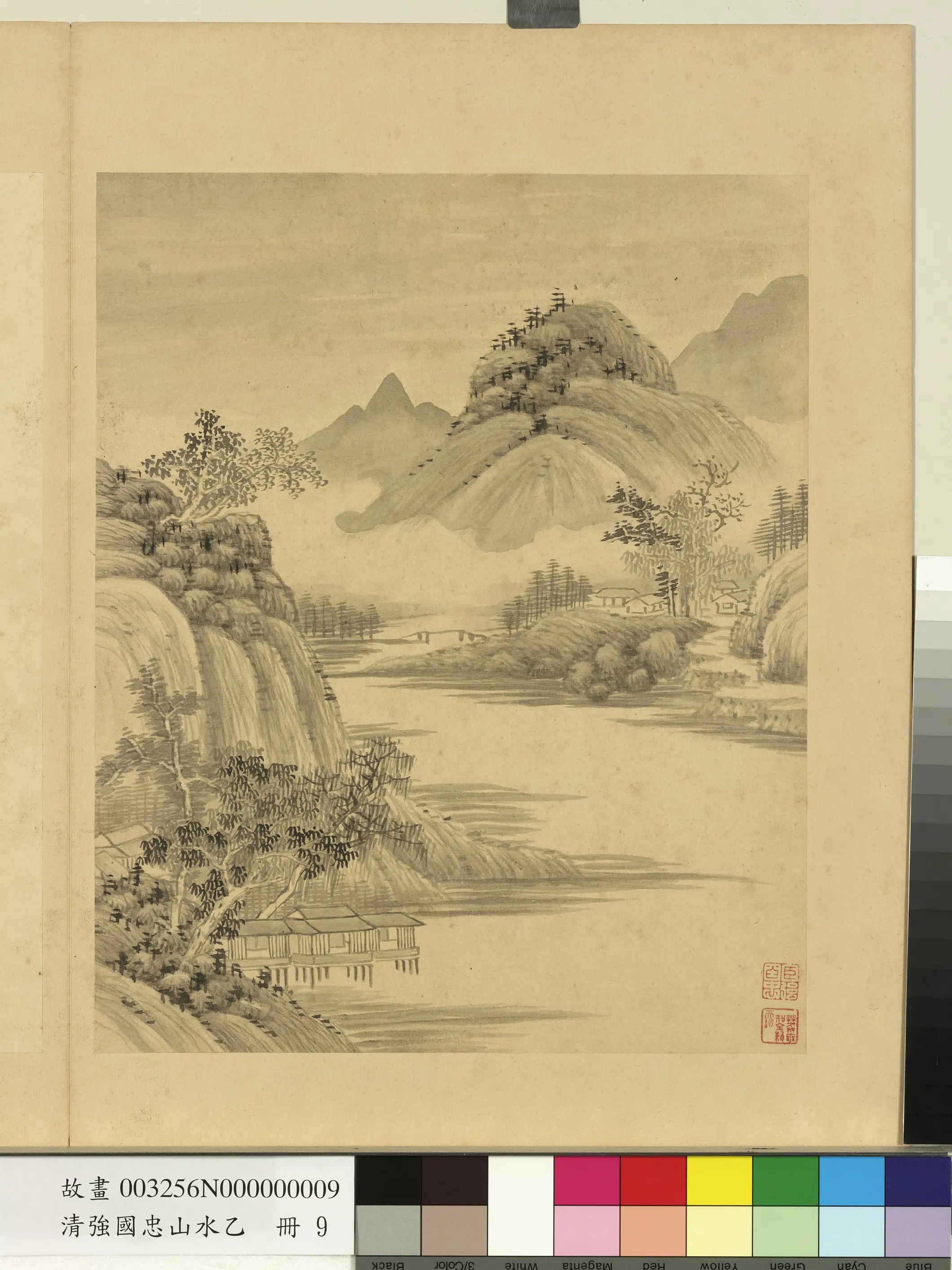 清代【强国忠】《山水乙册-平湖亭榭》