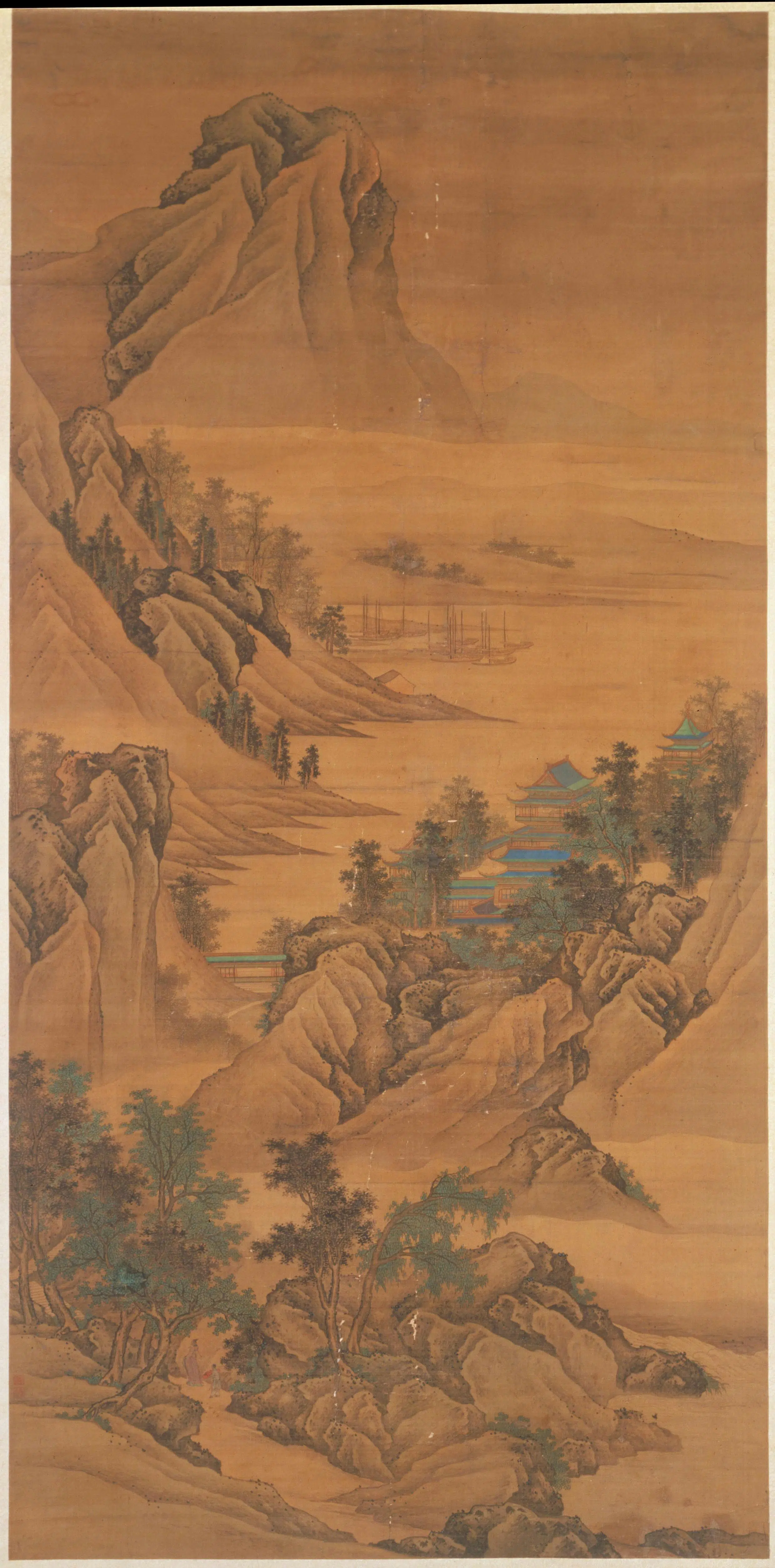 清代【陈卓】《山水楼阁图轴》 第1张