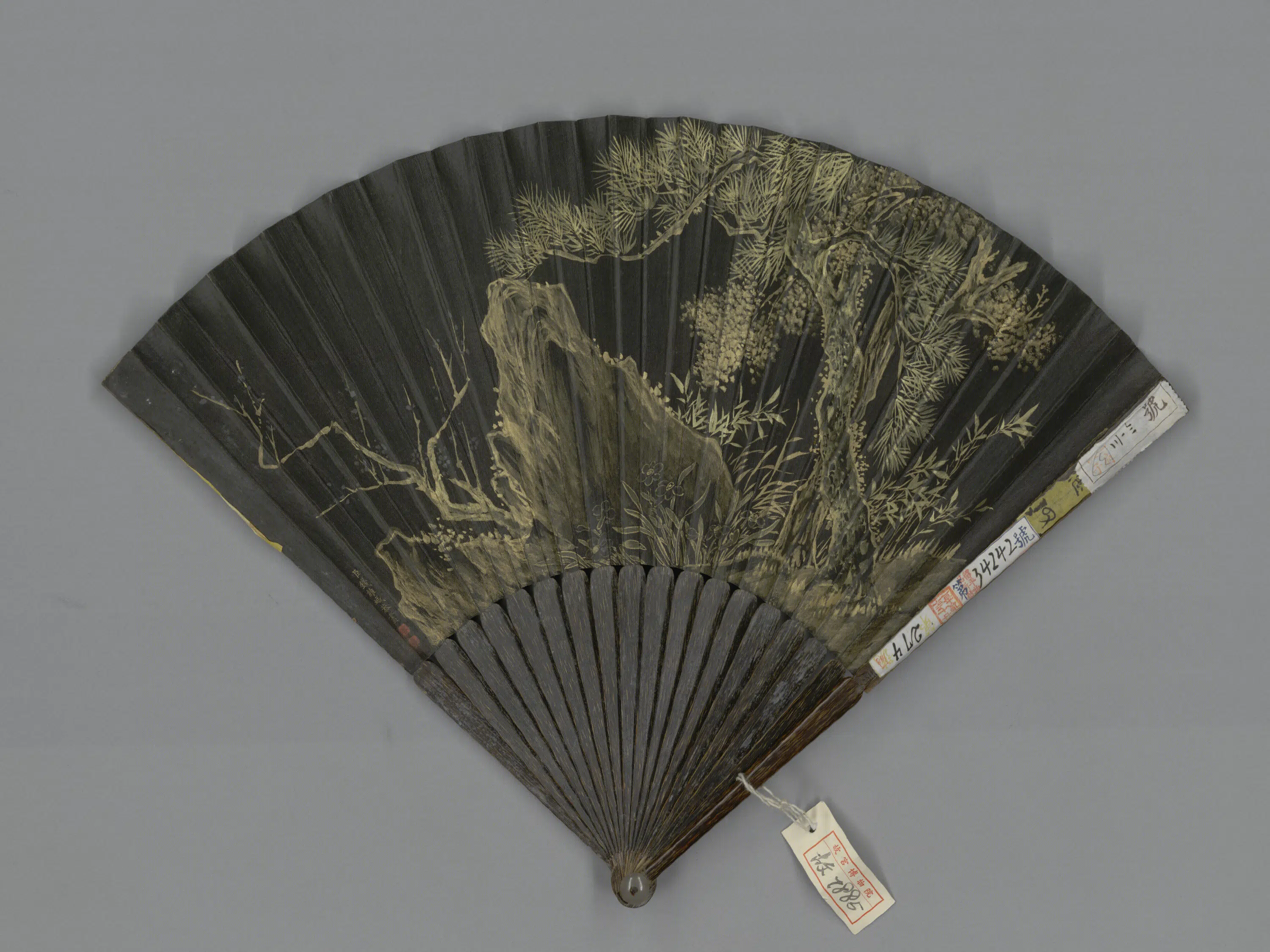 清代【于敏中】《钱维城画松石书五君子歌成扇》