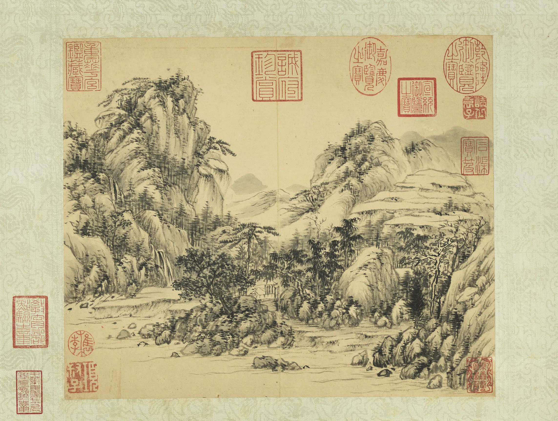 明朝【袁崝丘】《溪山小景图轴》