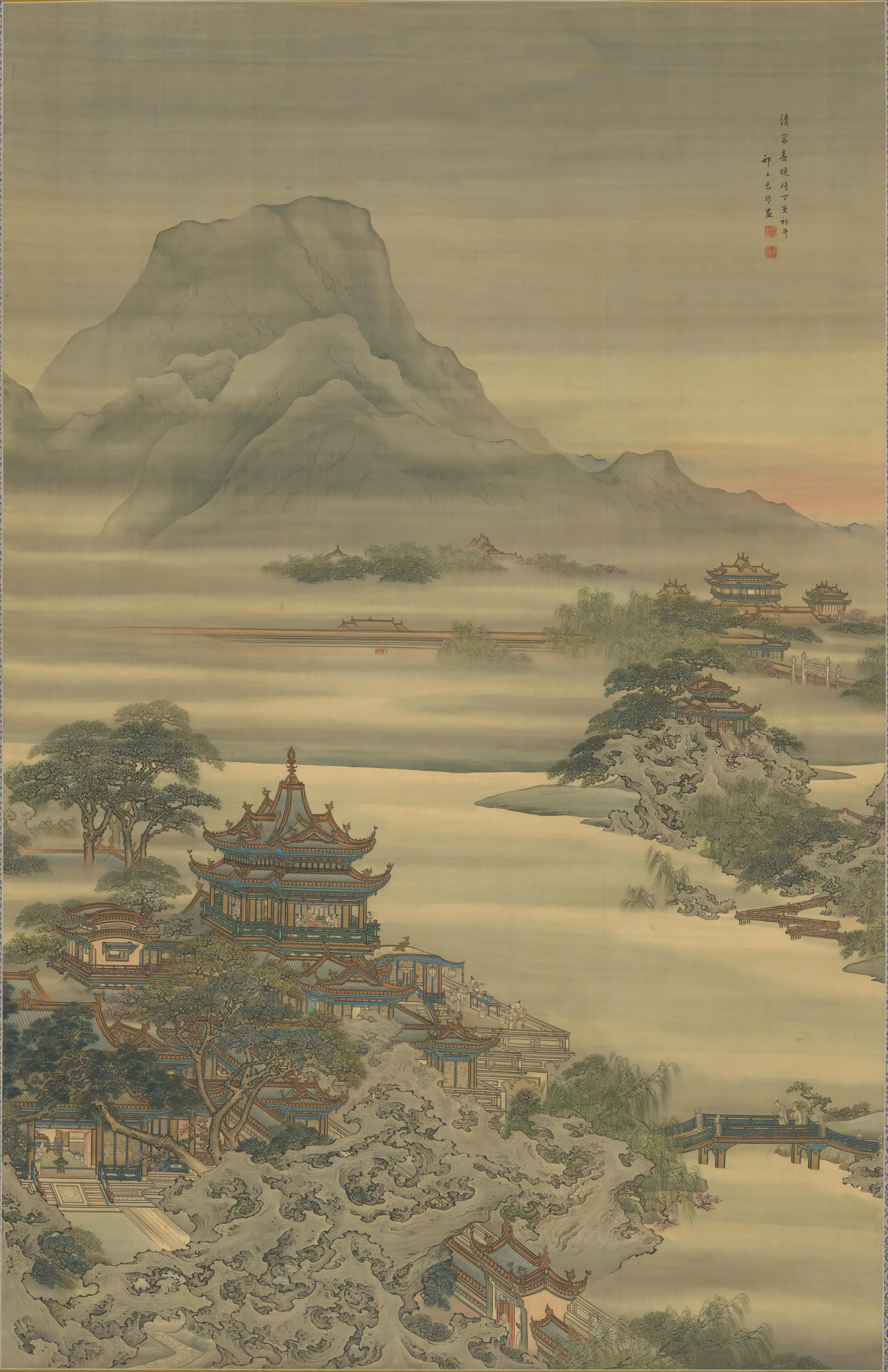 清代【袁耀】《汉宫春晓图轴》 第1张
