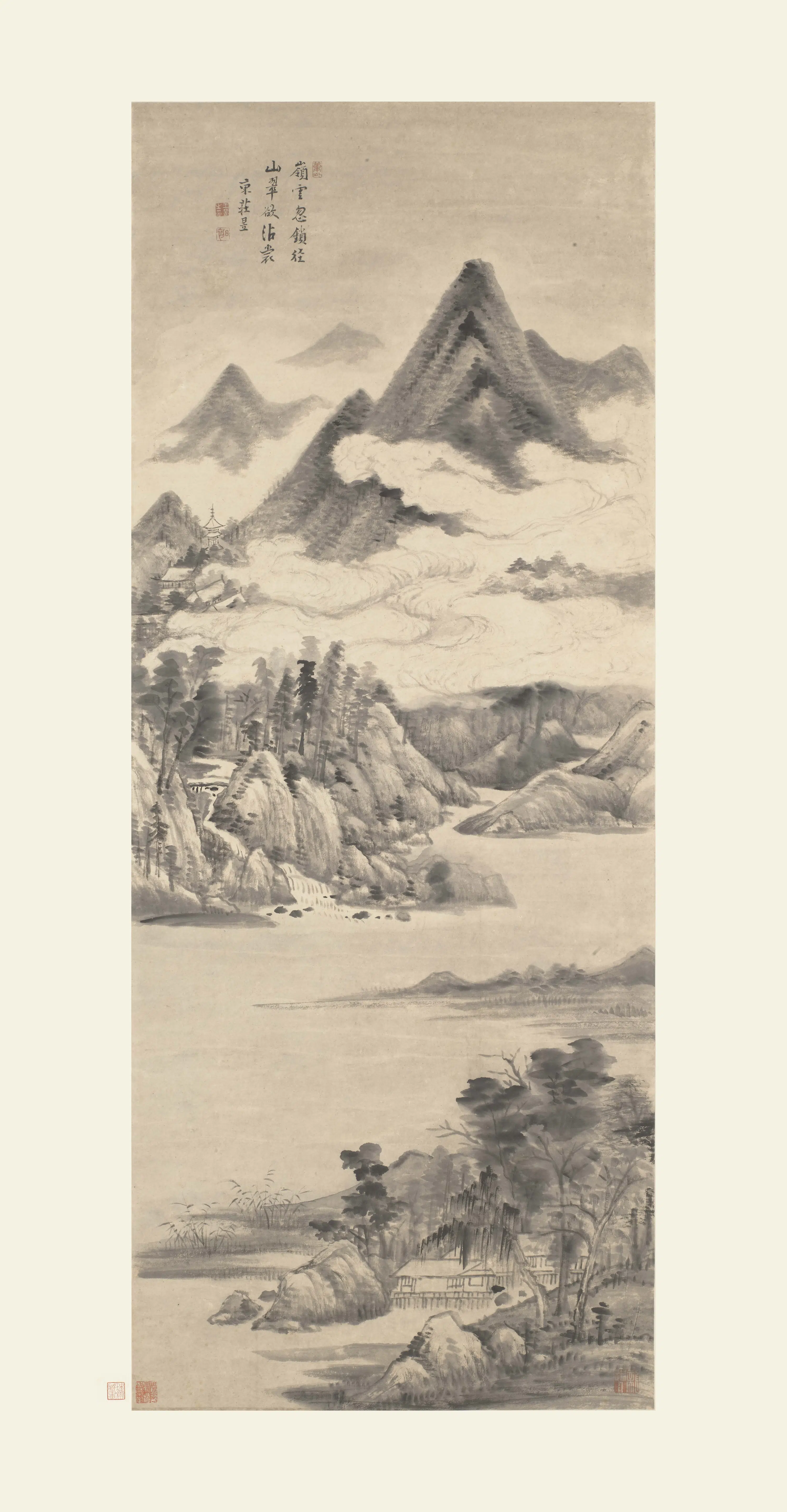 清代【王昱】《岭云山翠图轴》